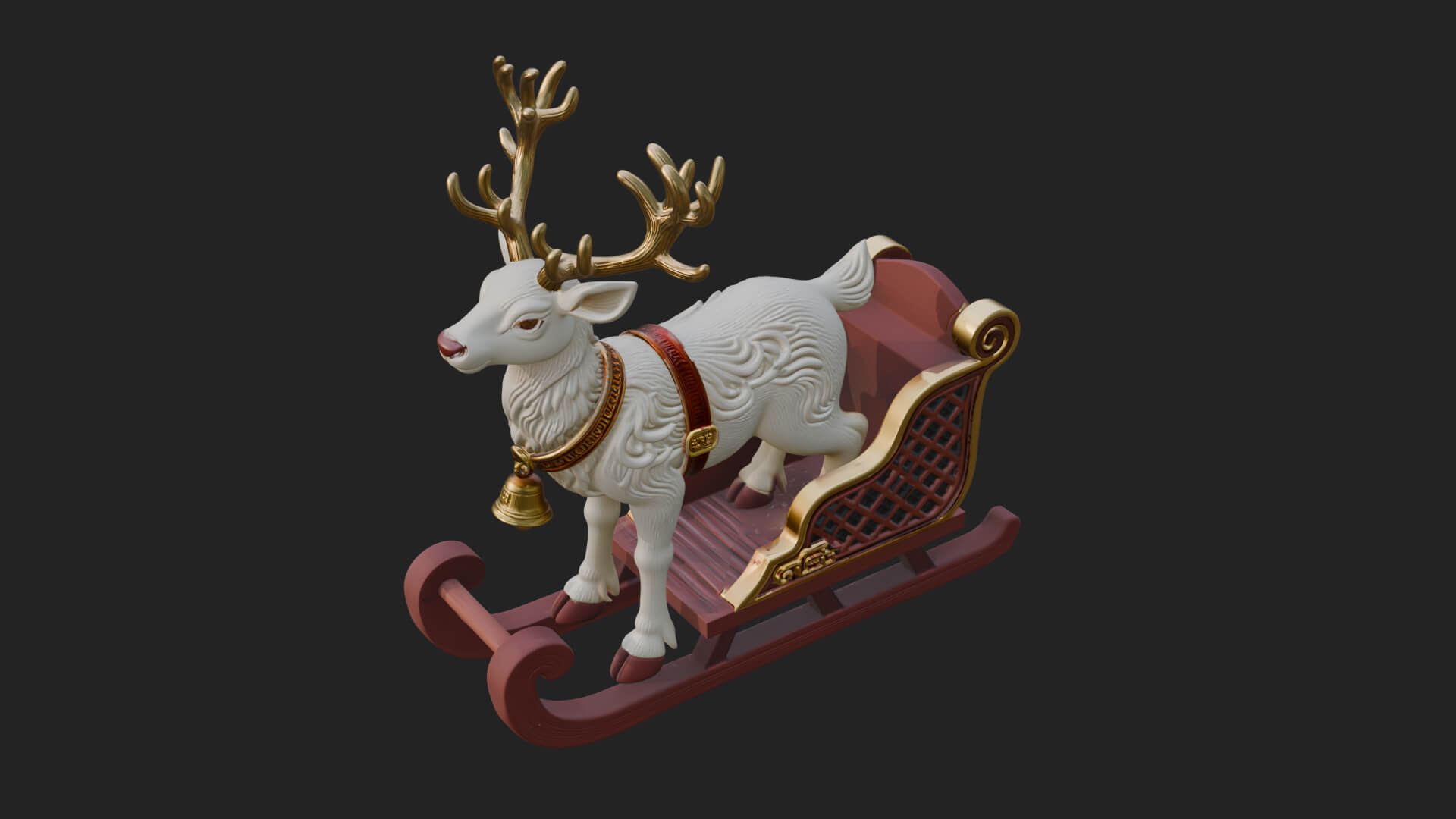 Reindeer with Sleigh Model Design 1 3D Print Model 3D Model