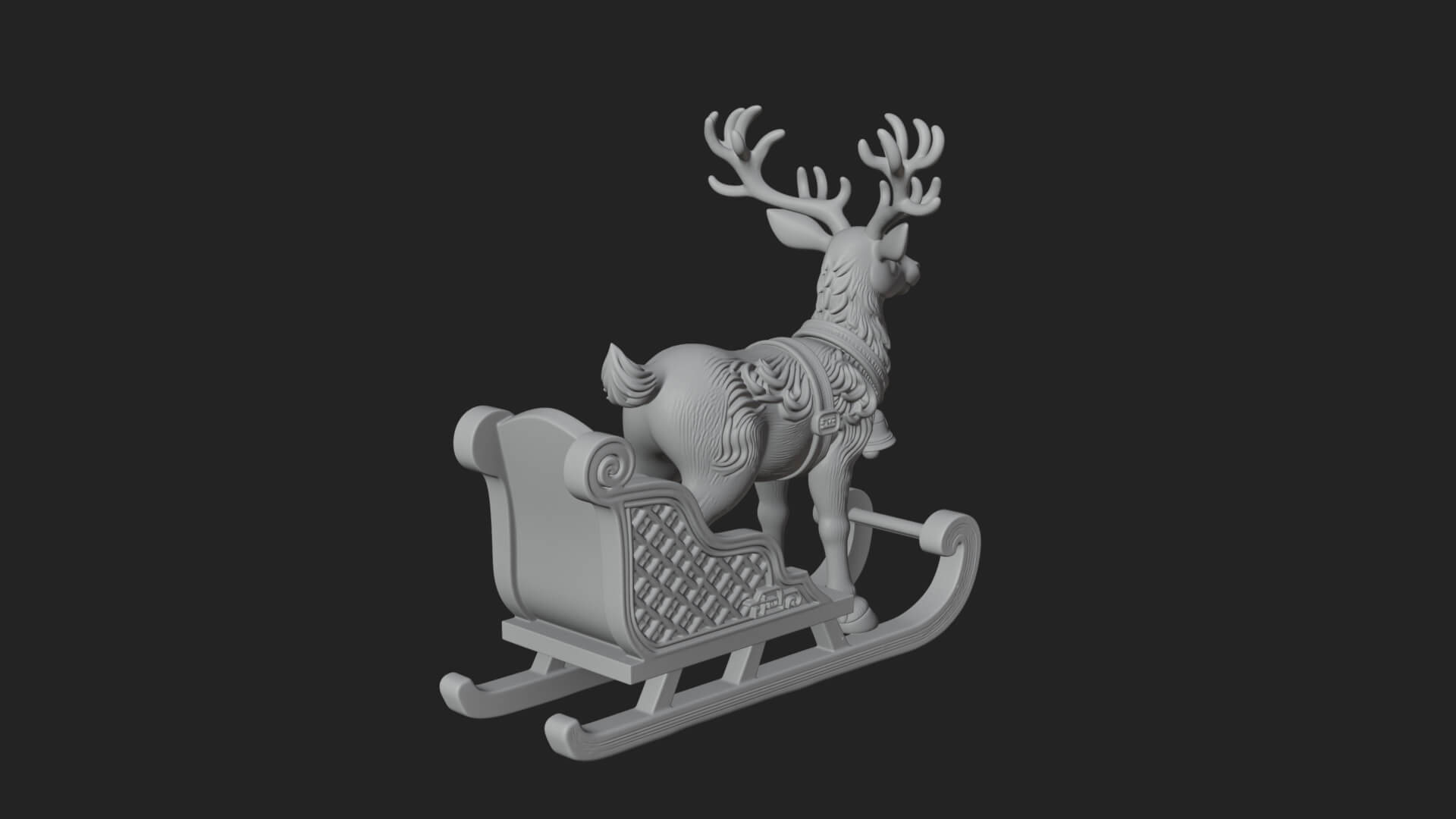 Reindeer with Sleigh Model Design 1 3D Print Model 3D Model