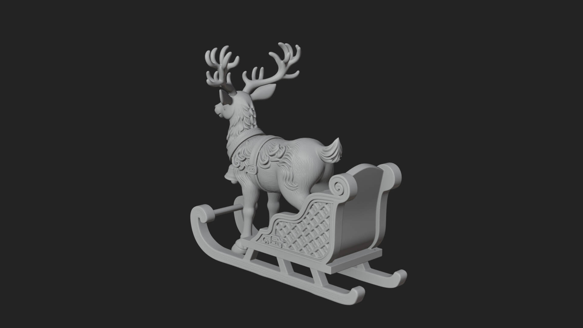 Reindeer with Sleigh Model Design 1 3D Print Model 3D Model