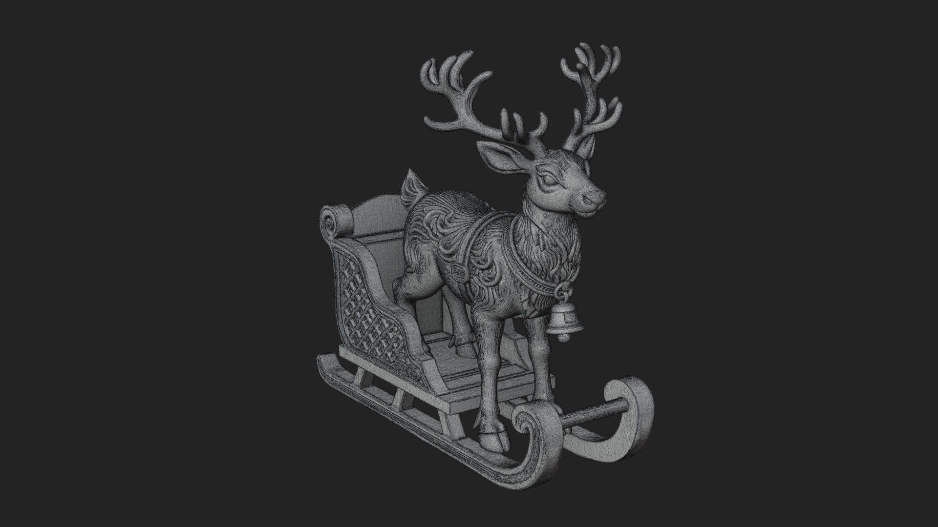 Reindeer with Sleigh Model Design 1 3D Print Model 3D Model