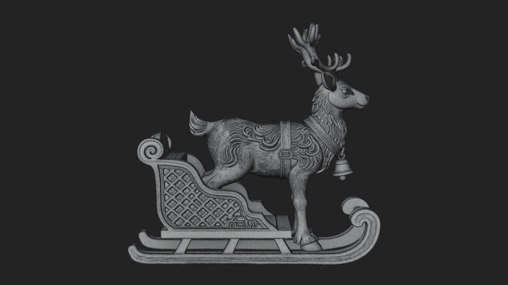 Reindeer with Sleigh Model Design 1 3D Print Model 3D Model