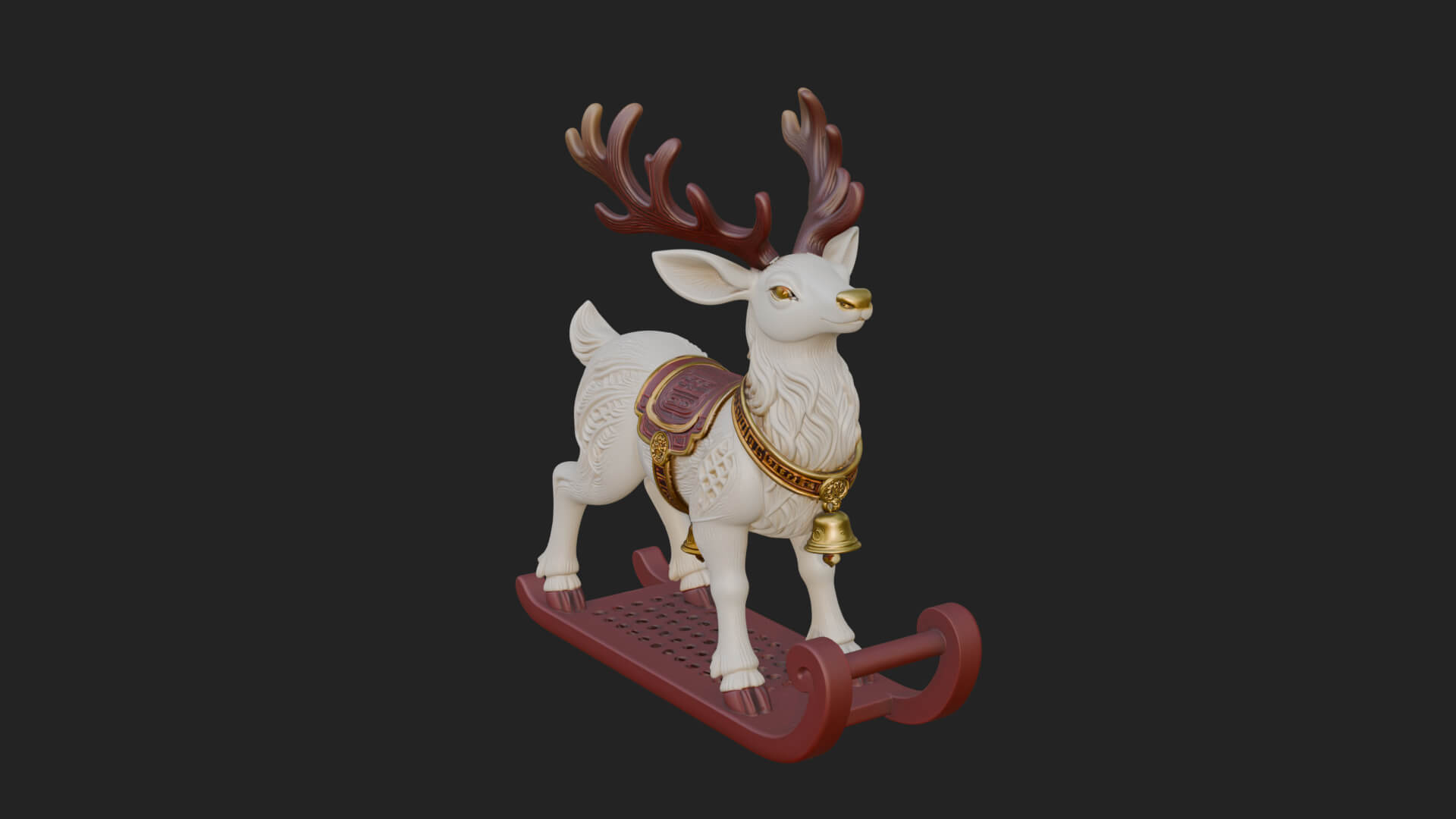 Reindeer with Sleigh Model Design 2 3D Print Model 3D Model