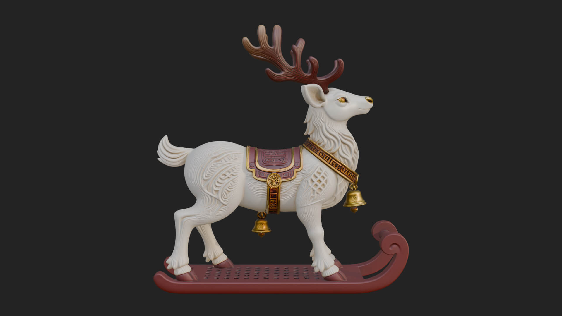 Reindeer with Sleigh Model Design 2 3D Print Model 3D Model