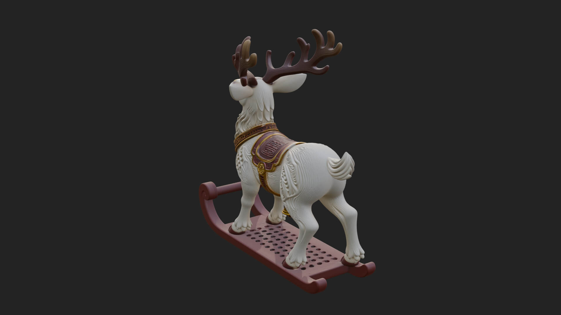 Reindeer with Sleigh Model Design 2 3D Print Model 3D Model