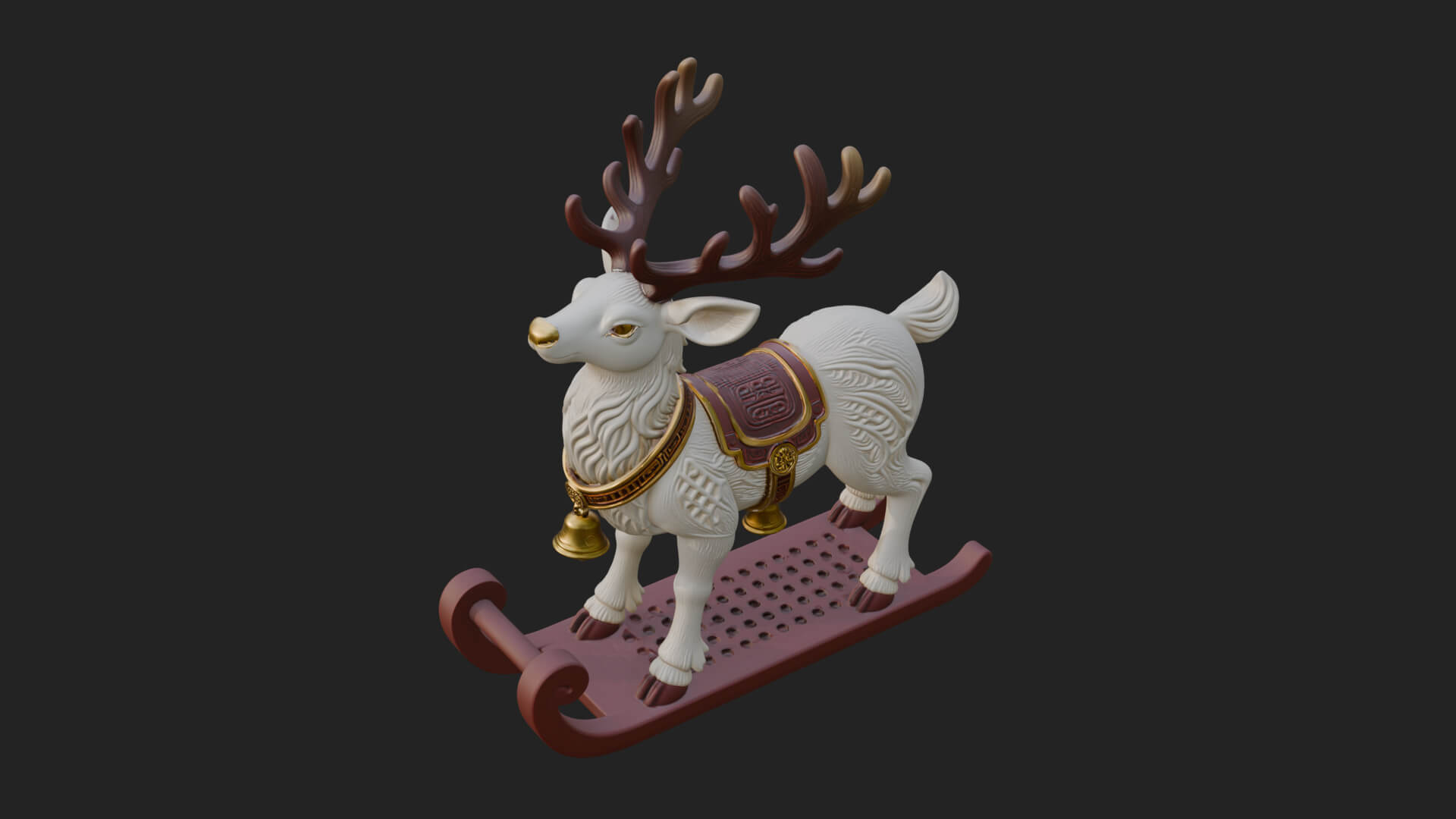 Reindeer with Sleigh Model Design 2 3D Print Model 3D Model