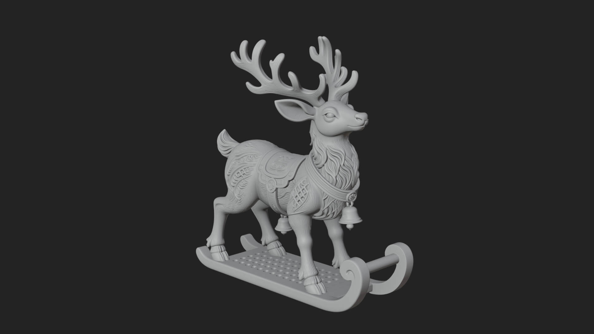 Reindeer with Sleigh Model Design 2 3D Print Model 3D Model