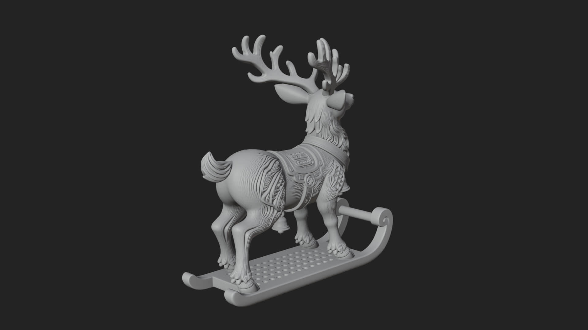 Reindeer with Sleigh Model Design 2 3D Print Model 3D Model