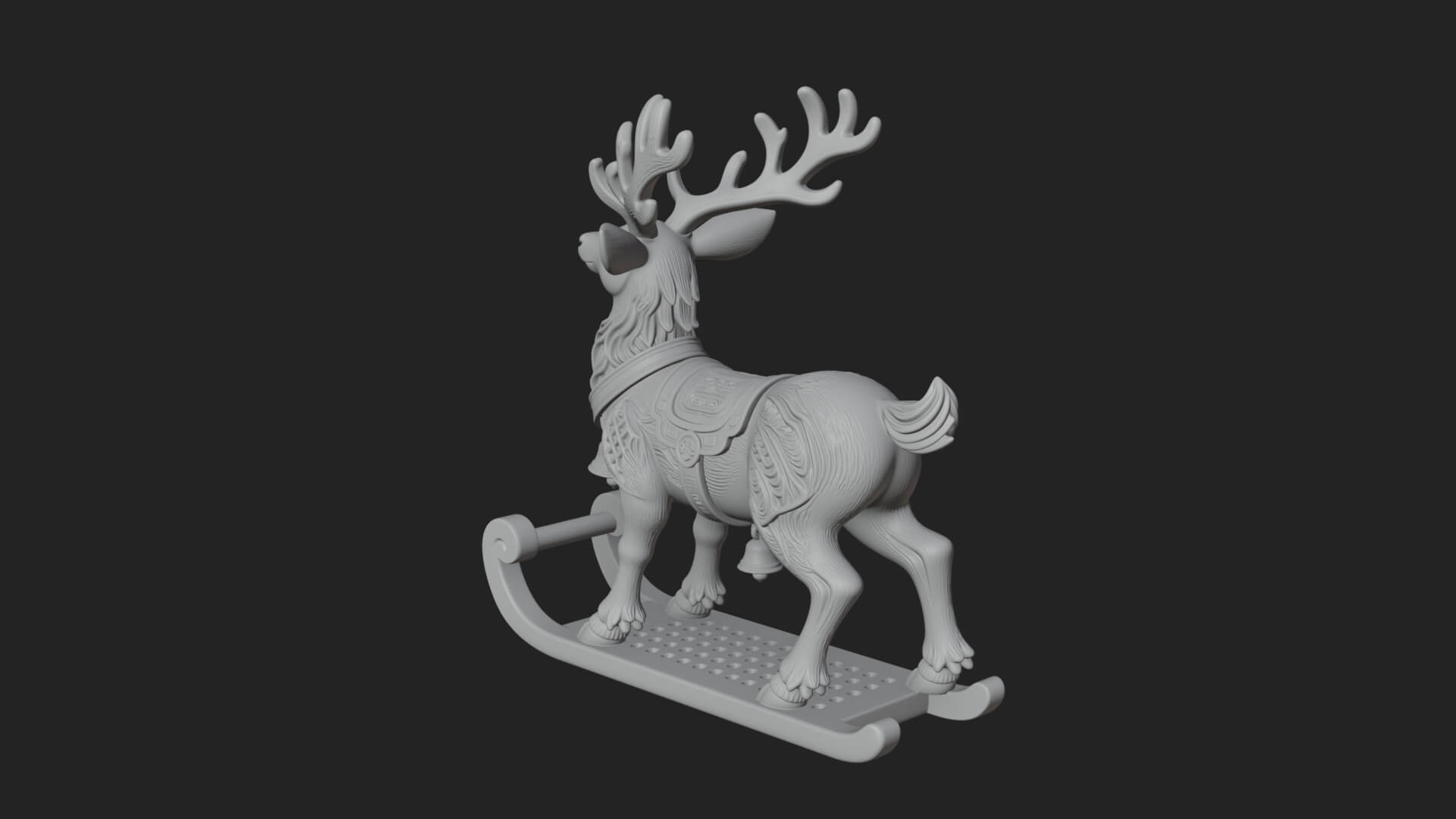 Reindeer with Sleigh Model Design 2 3D Print Model 3D Model