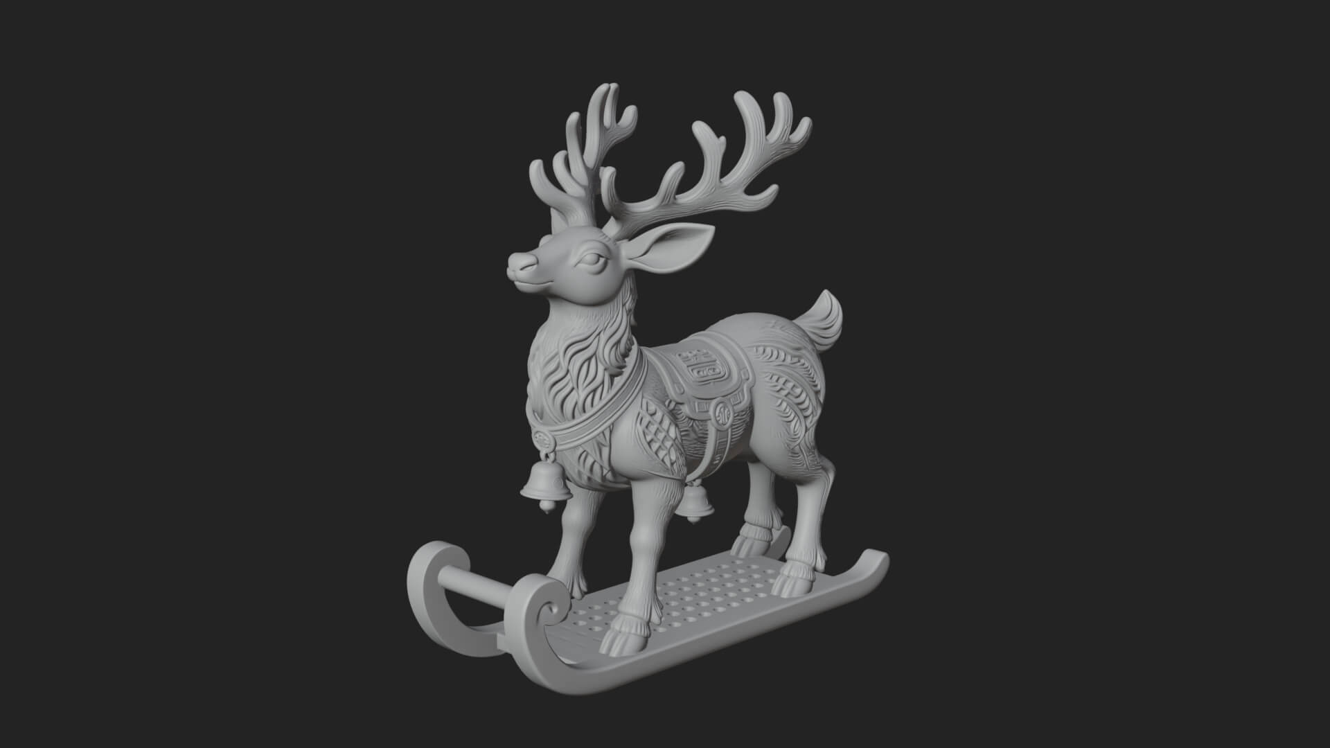Reindeer with Sleigh Model Design 2 3D Print Model 3D Model