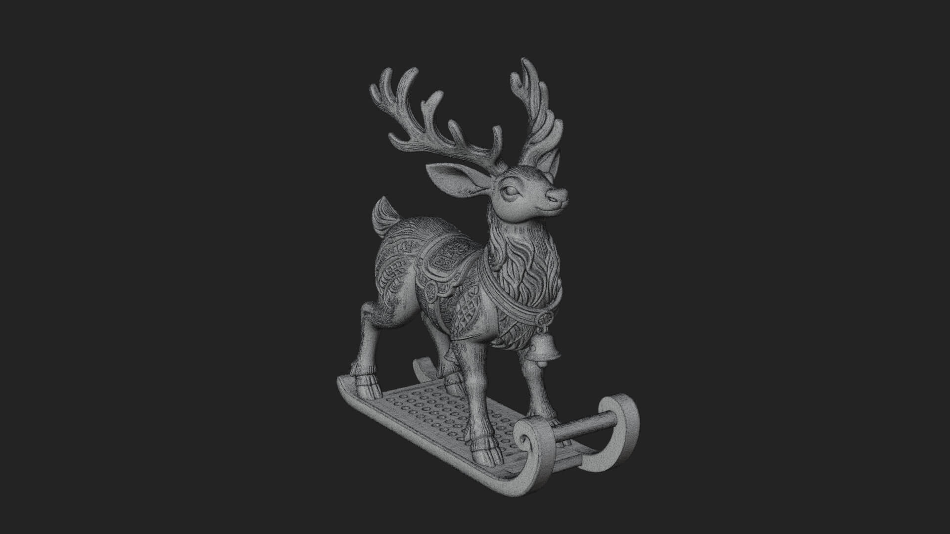 Reindeer with Sleigh Model Design 2 3D Print Model 3D Model