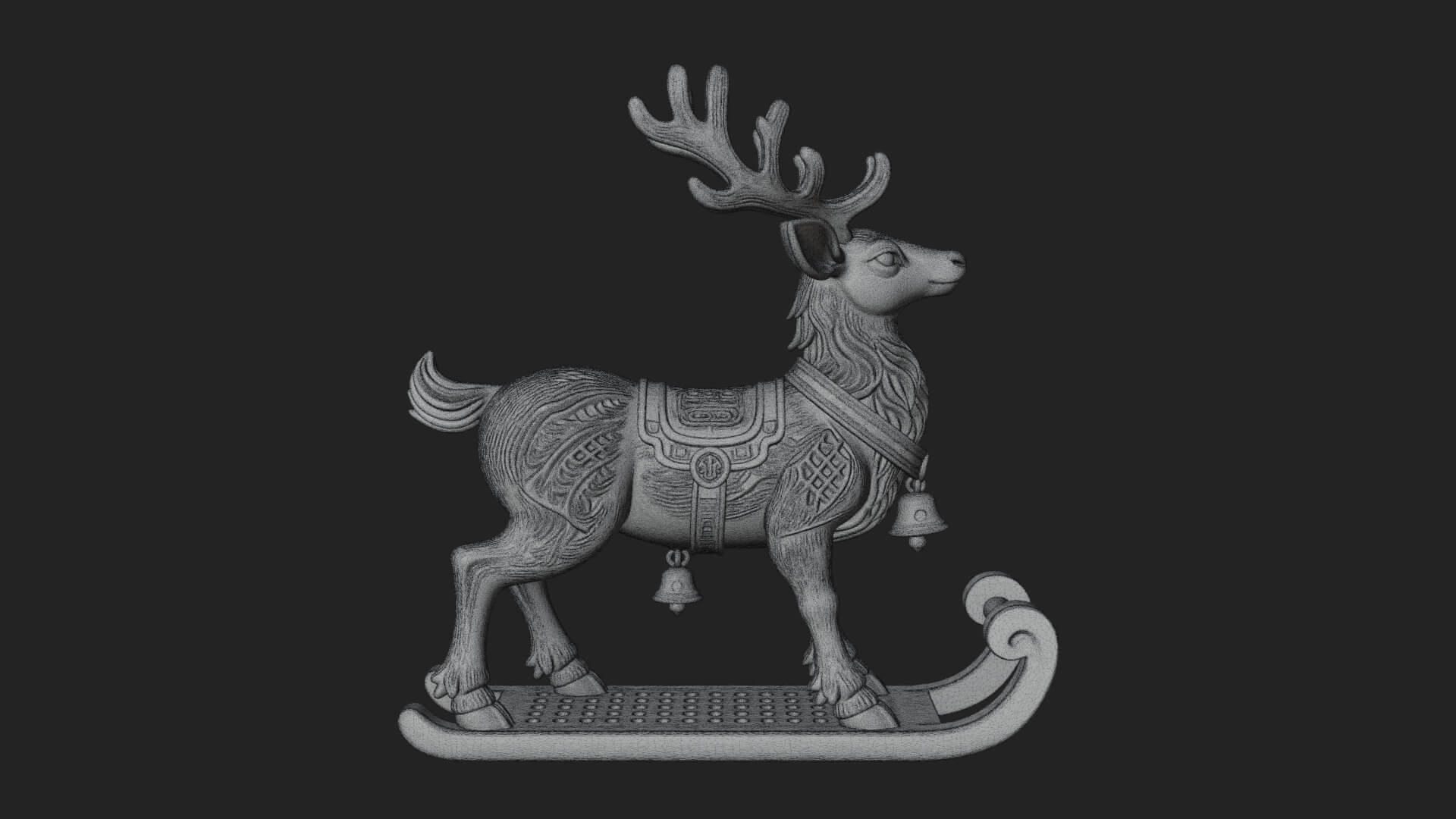 Reindeer with Sleigh Model Design 2 3D Print Model 3D Model
