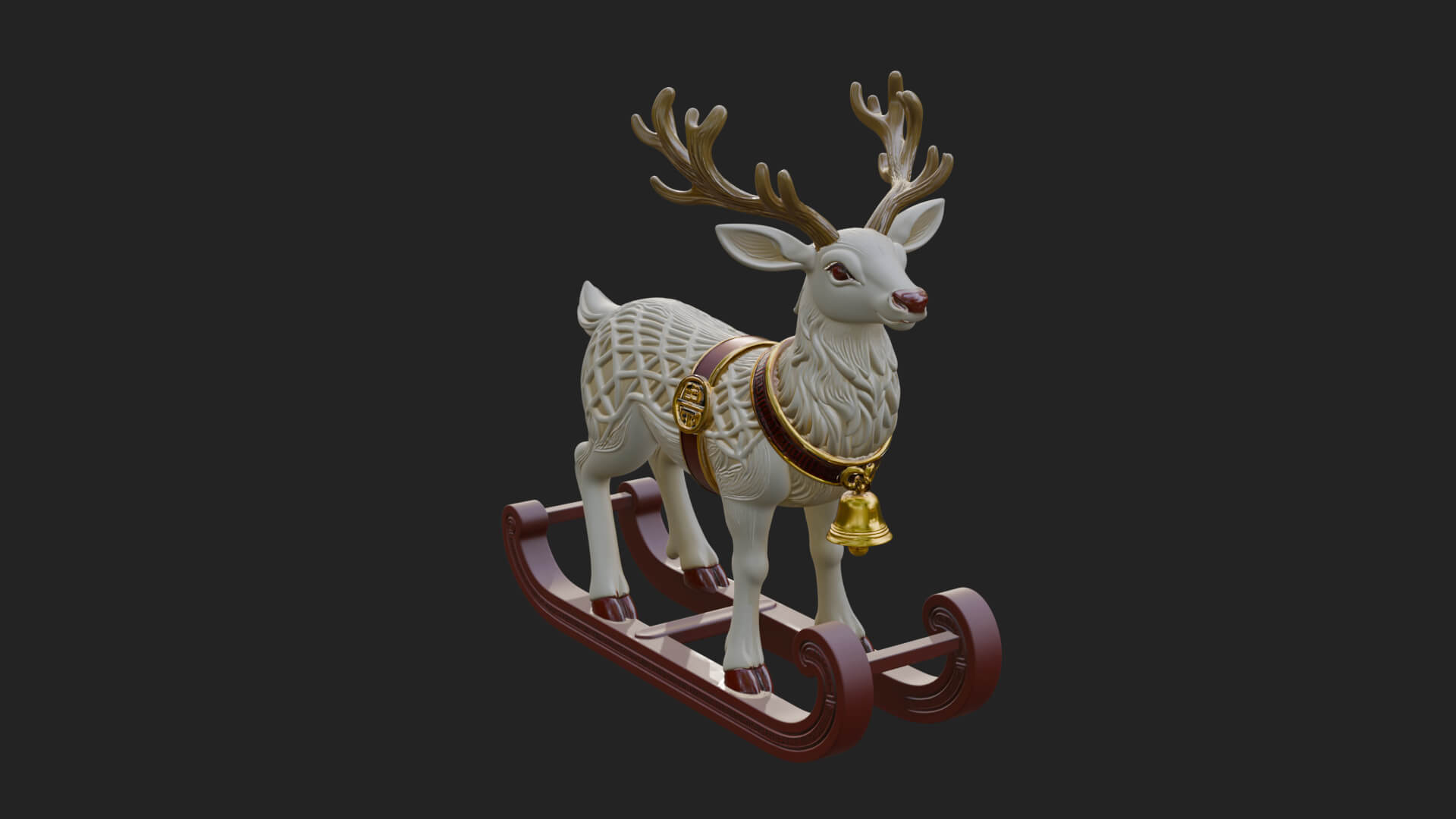 Reindeer with Sleigh Model Design 3 3D Print Model 3D Model