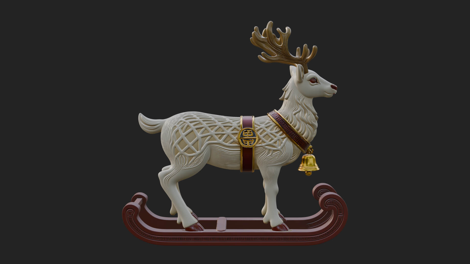 Reindeer with Sleigh Model Design 3 3D Print Model 3D Model