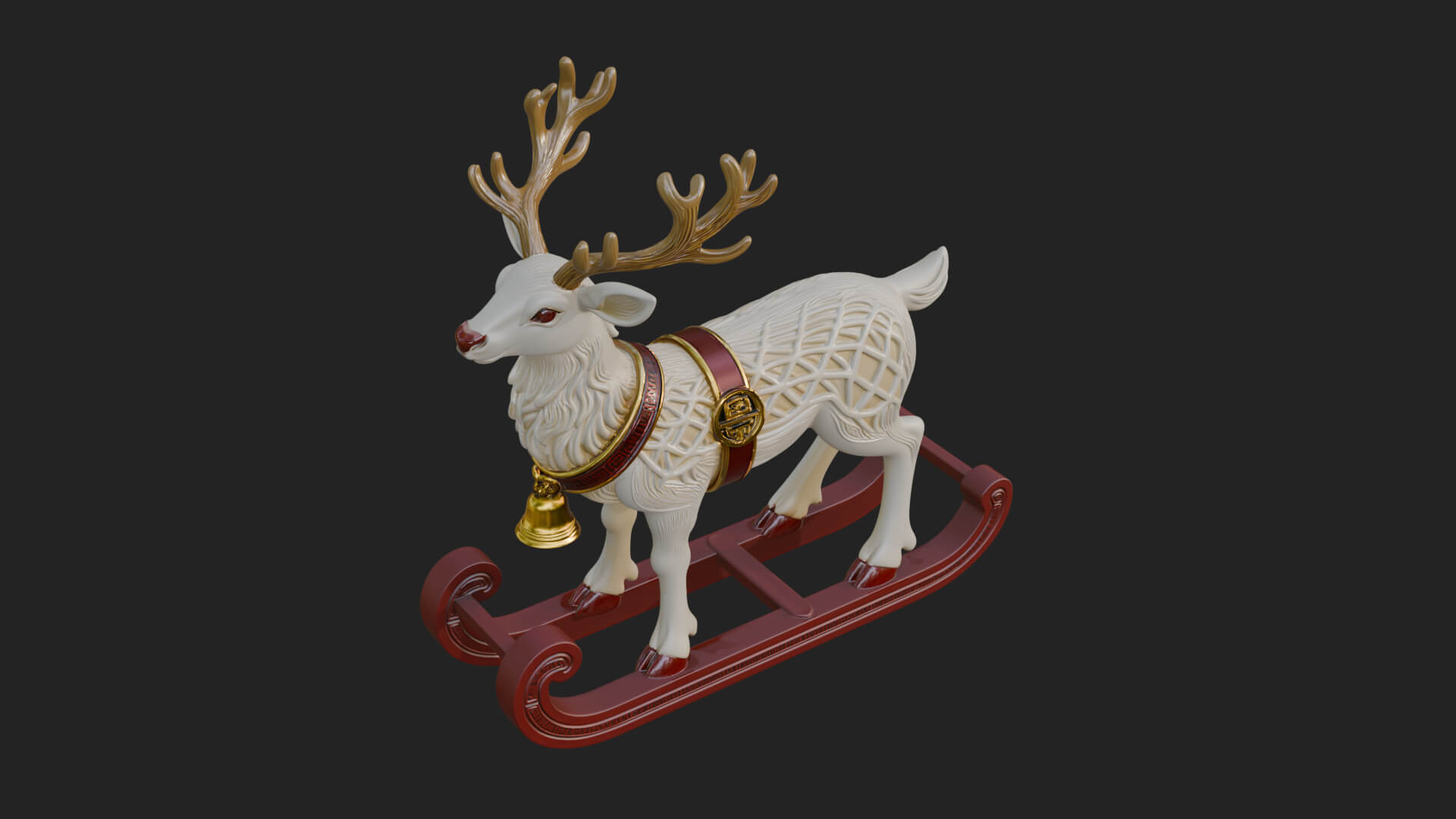 Reindeer with Sleigh Model Design 3 3D Print Model 3D Model