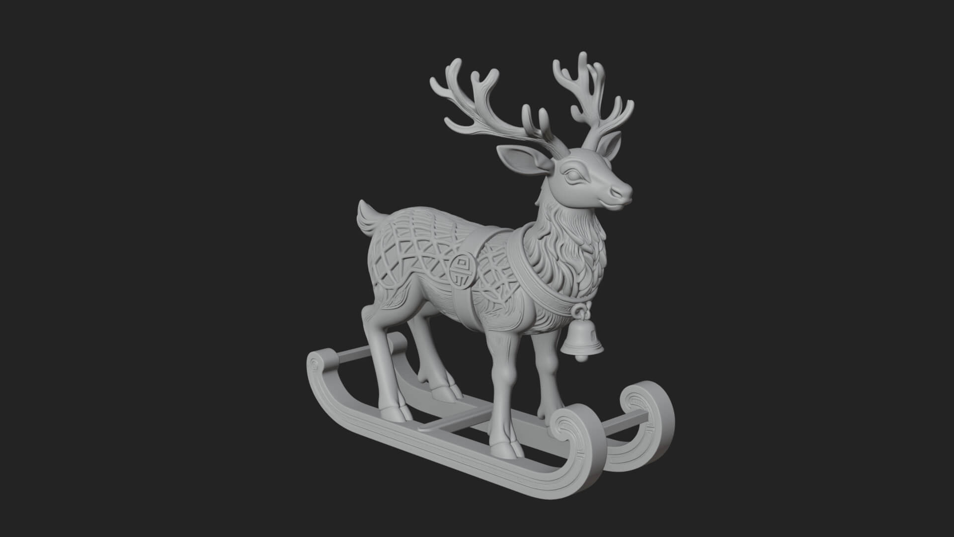 Reindeer with Sleigh Model Design 3 3D Print Model 3D Model