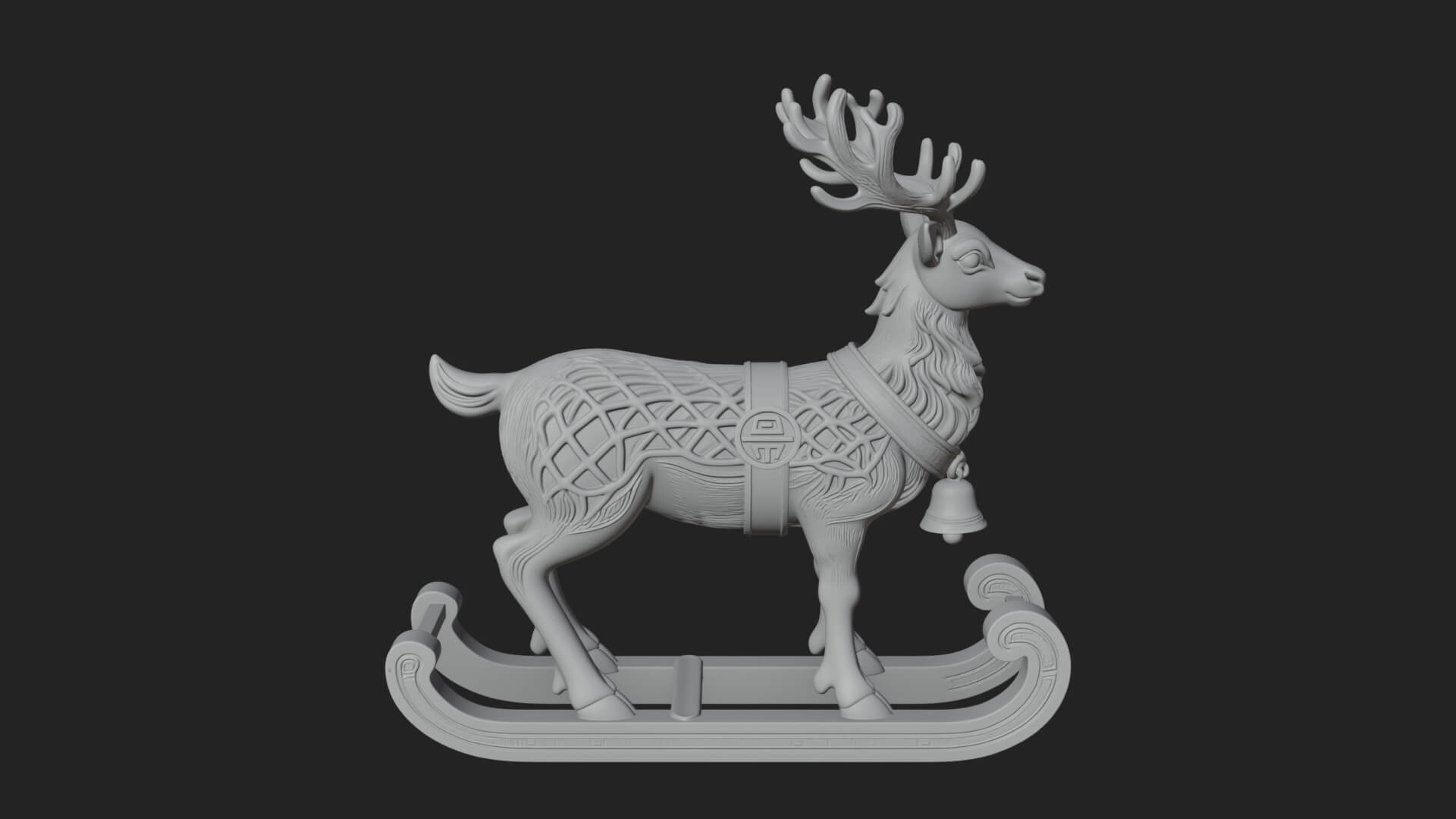 Reindeer with Sleigh Model Design 3 3D Print Model 3D Model