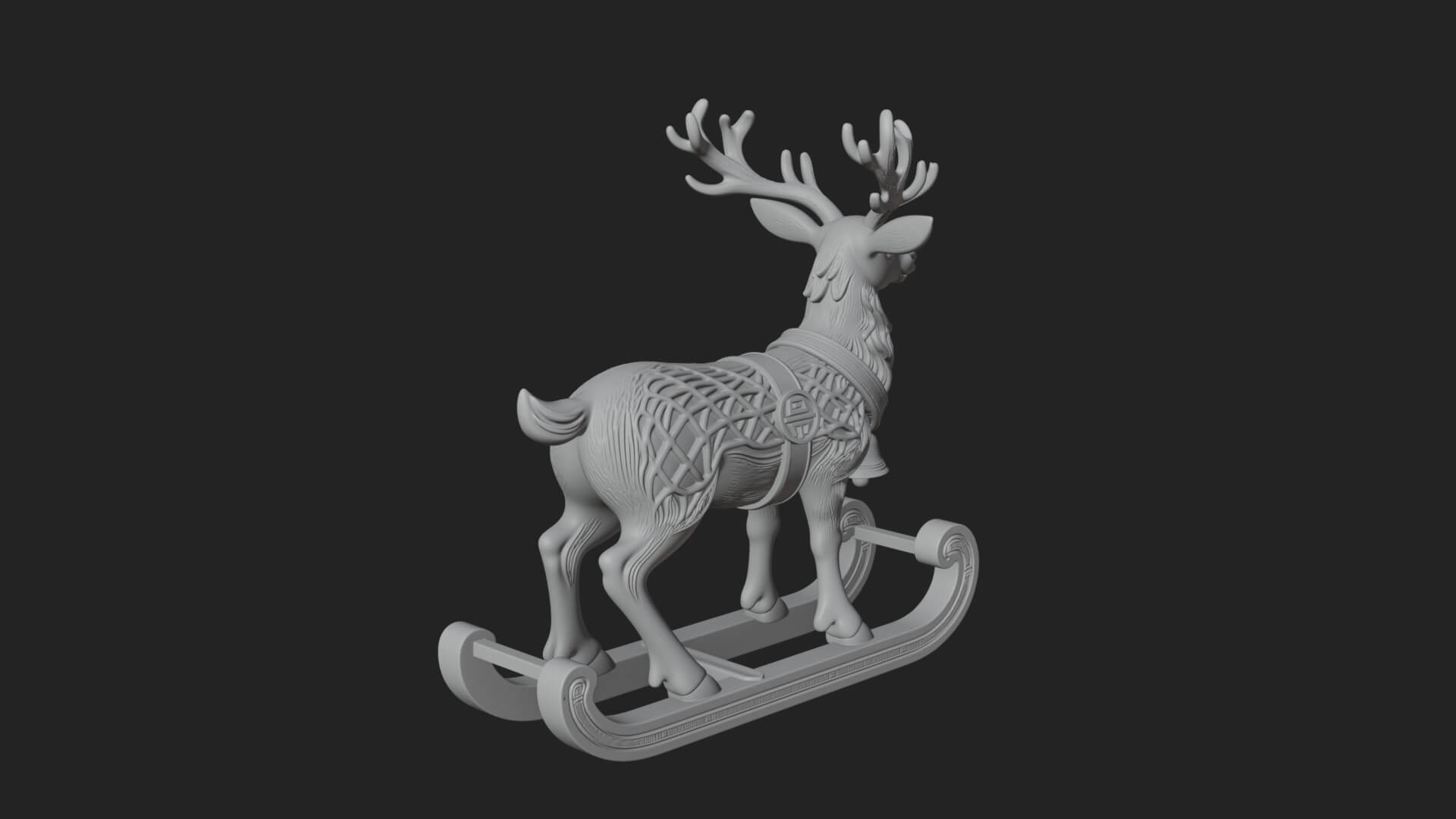 Reindeer with Sleigh Model Design 3 3D Print Model 3D Model