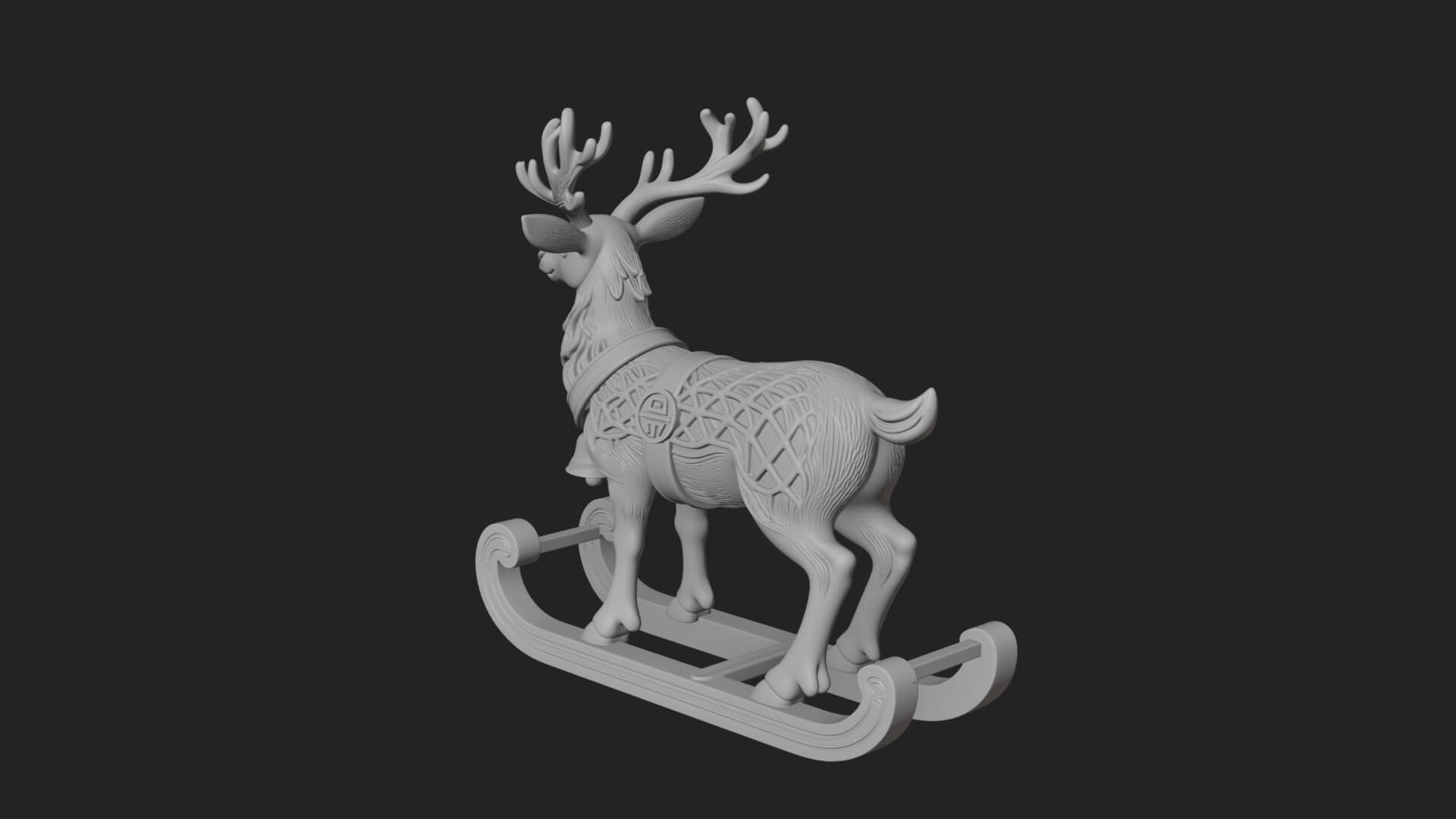 Reindeer with Sleigh Model Design 3 3D Print Model 3D Model