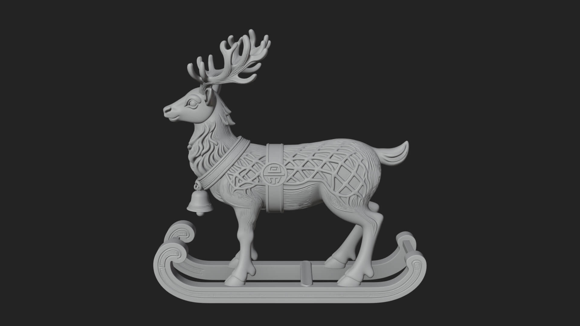 Reindeer with Sleigh Model Design 3 3D Print Model 3D Model