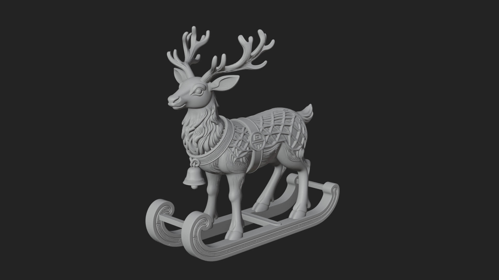 Reindeer with Sleigh Model Design 3 3D Print Model 3D Model