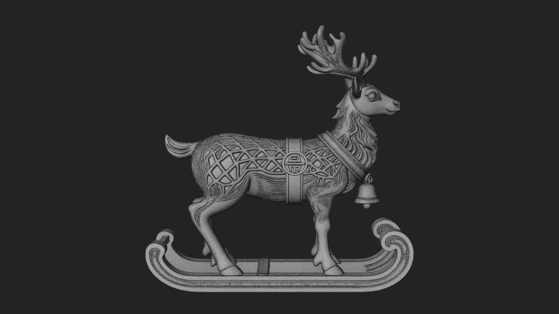 Reindeer with Sleigh Model Design 3 3D Print Model 3D Model