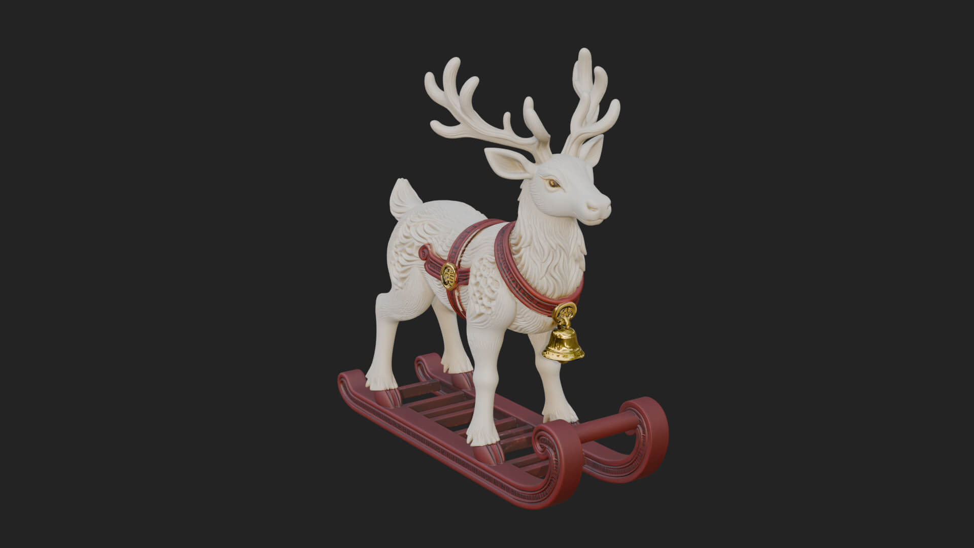 Reindeer with Sleigh Model Design 4 3D Print Model 3D Model