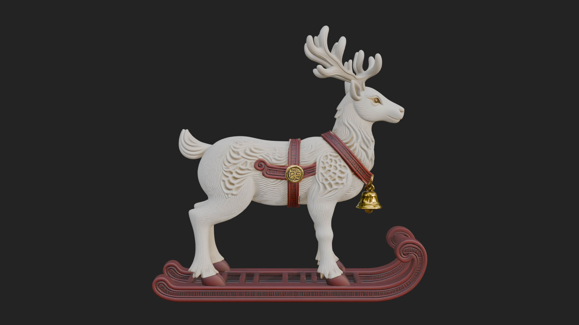 Reindeer with Sleigh Model Design 4 3D Print Model 3D Model