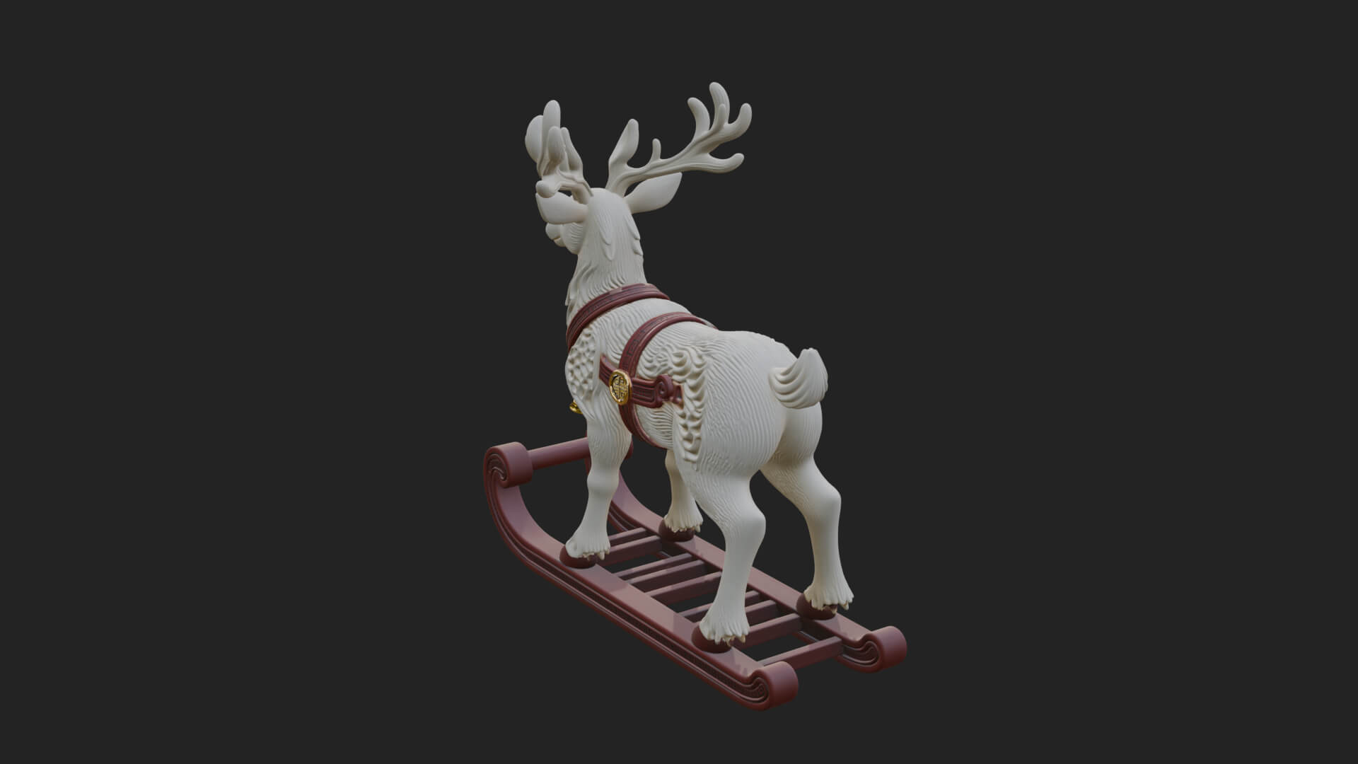 Reindeer with Sleigh Model Design 4 3D Print Model 3D Model