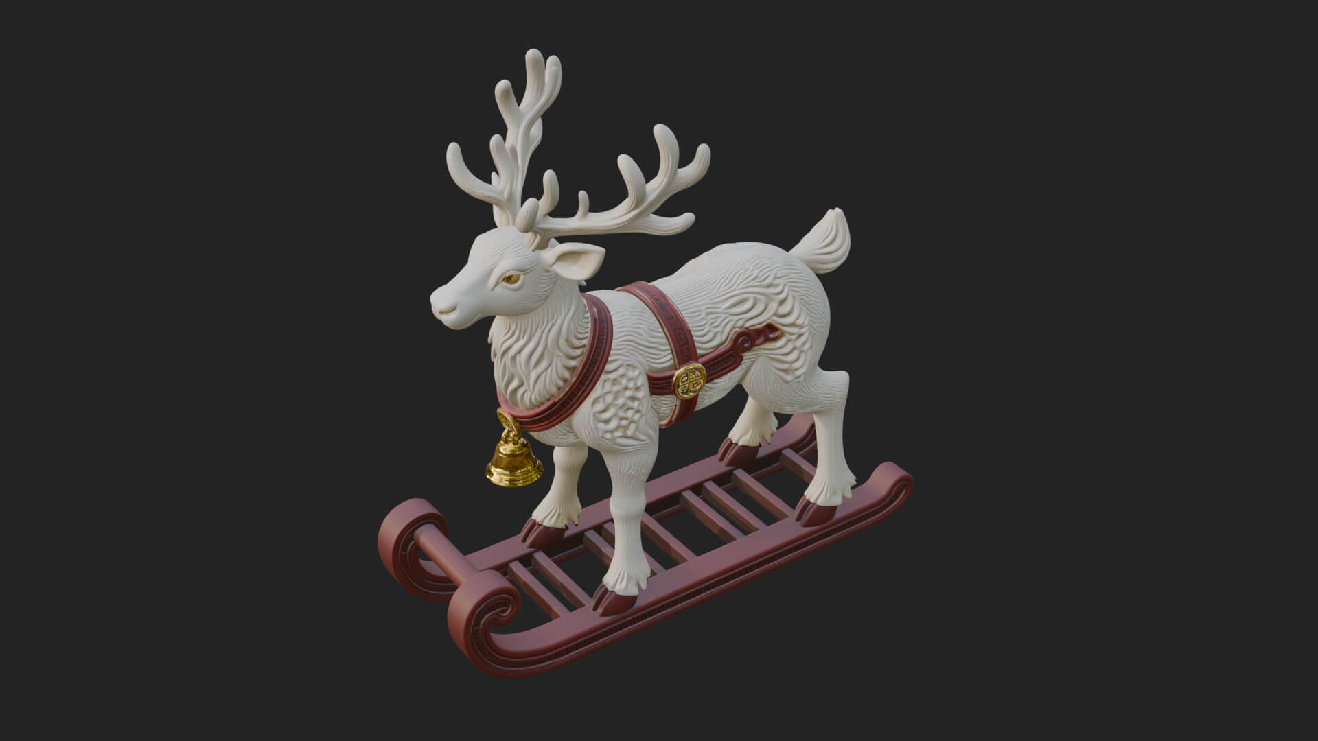 Reindeer with Sleigh Model Design 4 3D Print Model 3D Model