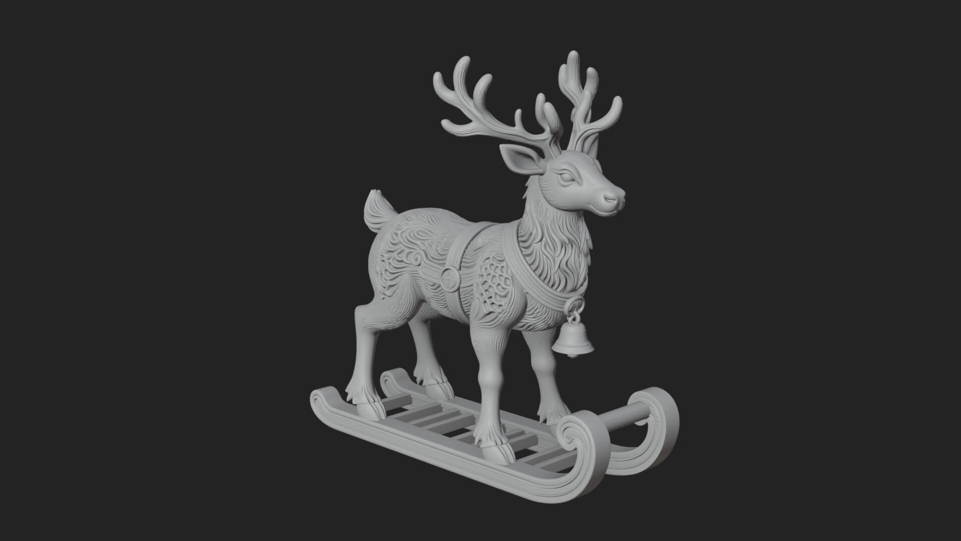 Reindeer with Sleigh Model Design 4 3D Print Model 3D Model