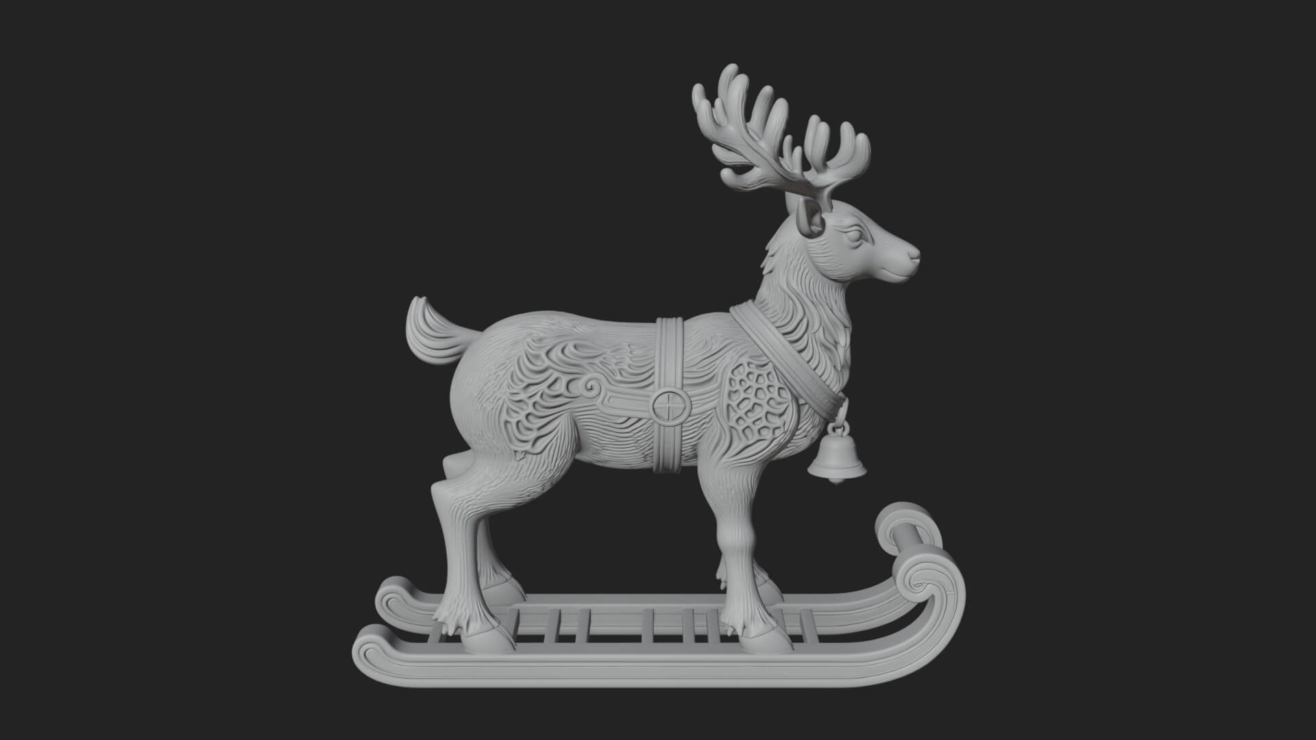 Reindeer with Sleigh Model Design 4 3D Print Model 3D Model