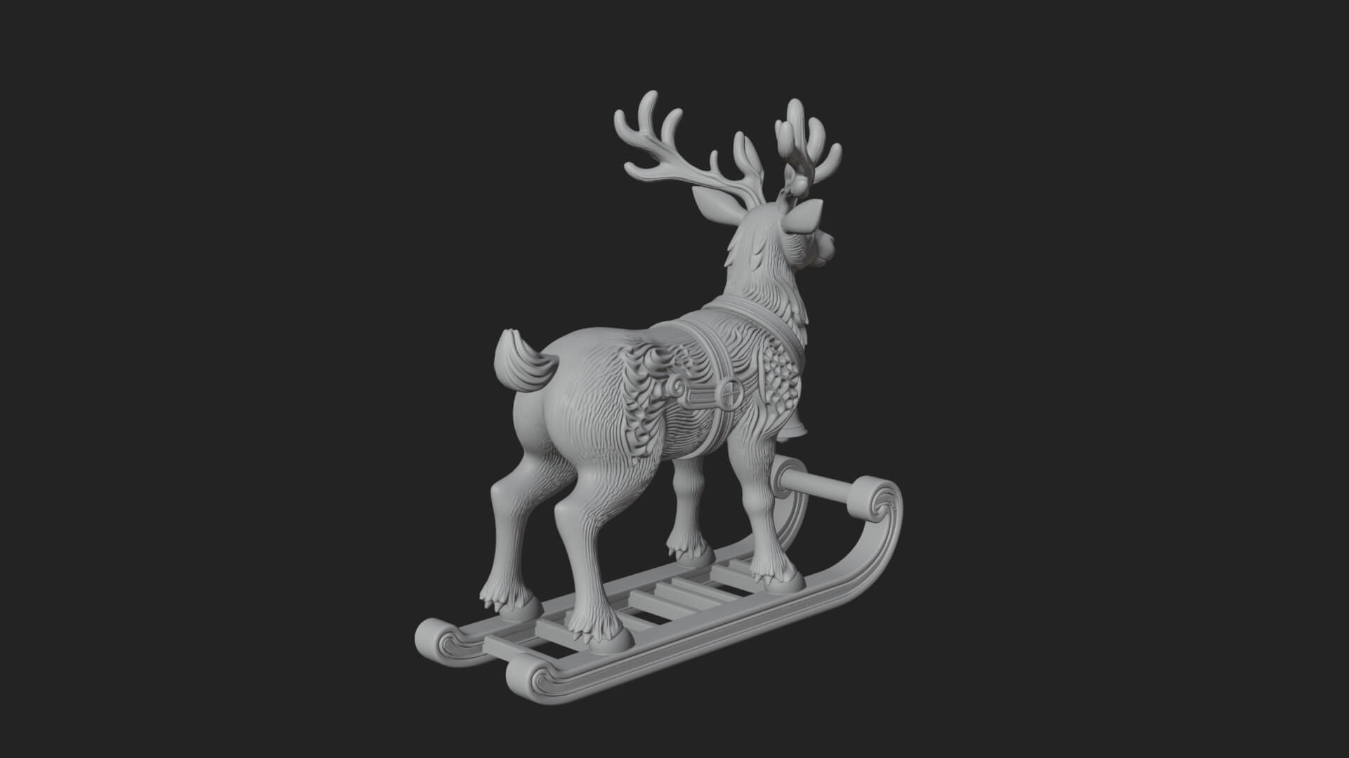 Reindeer with Sleigh Model Design 4 3D Print Model 3D Model