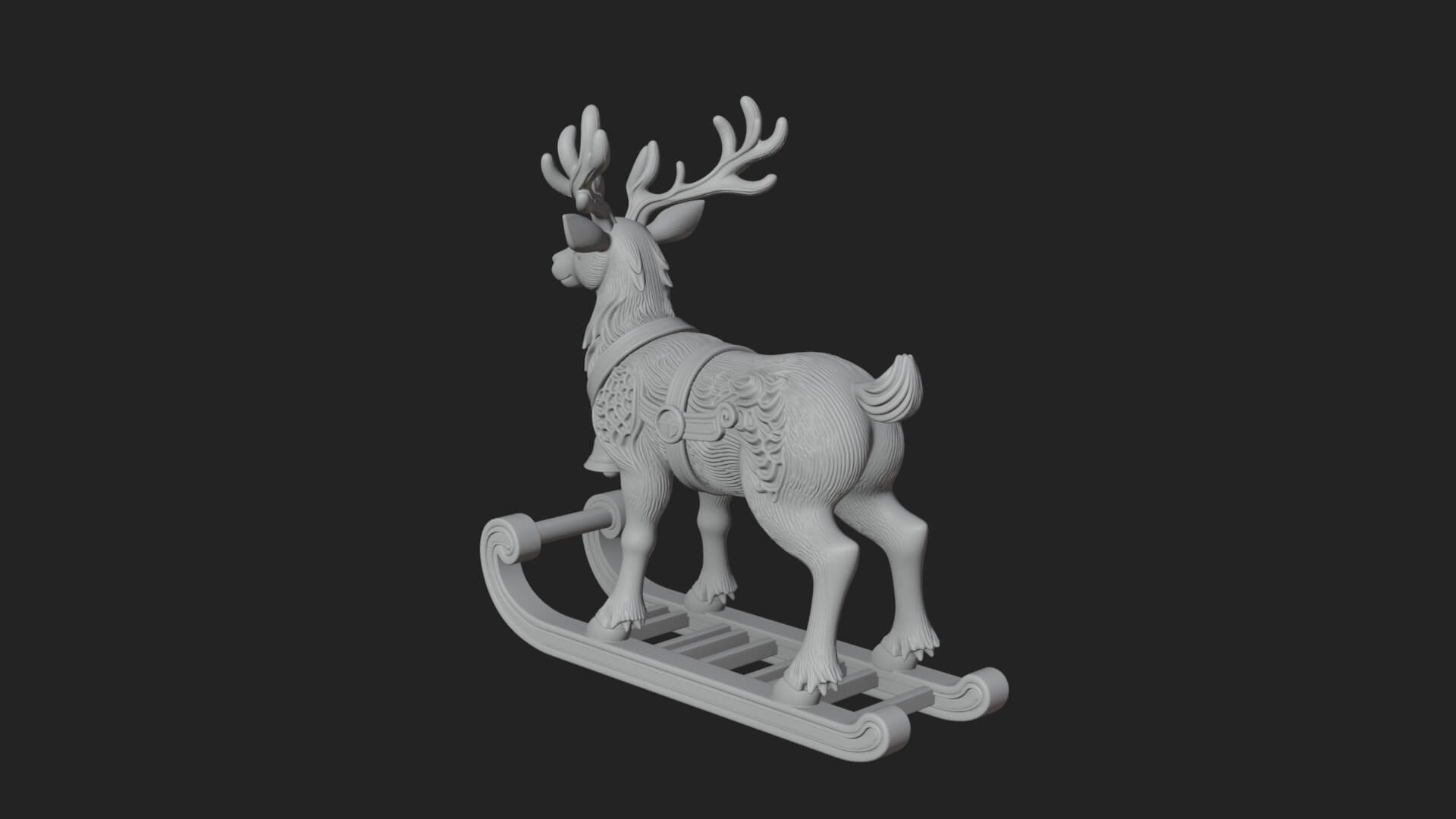 Reindeer with Sleigh Model Design 4 3D Print Model 3D Model