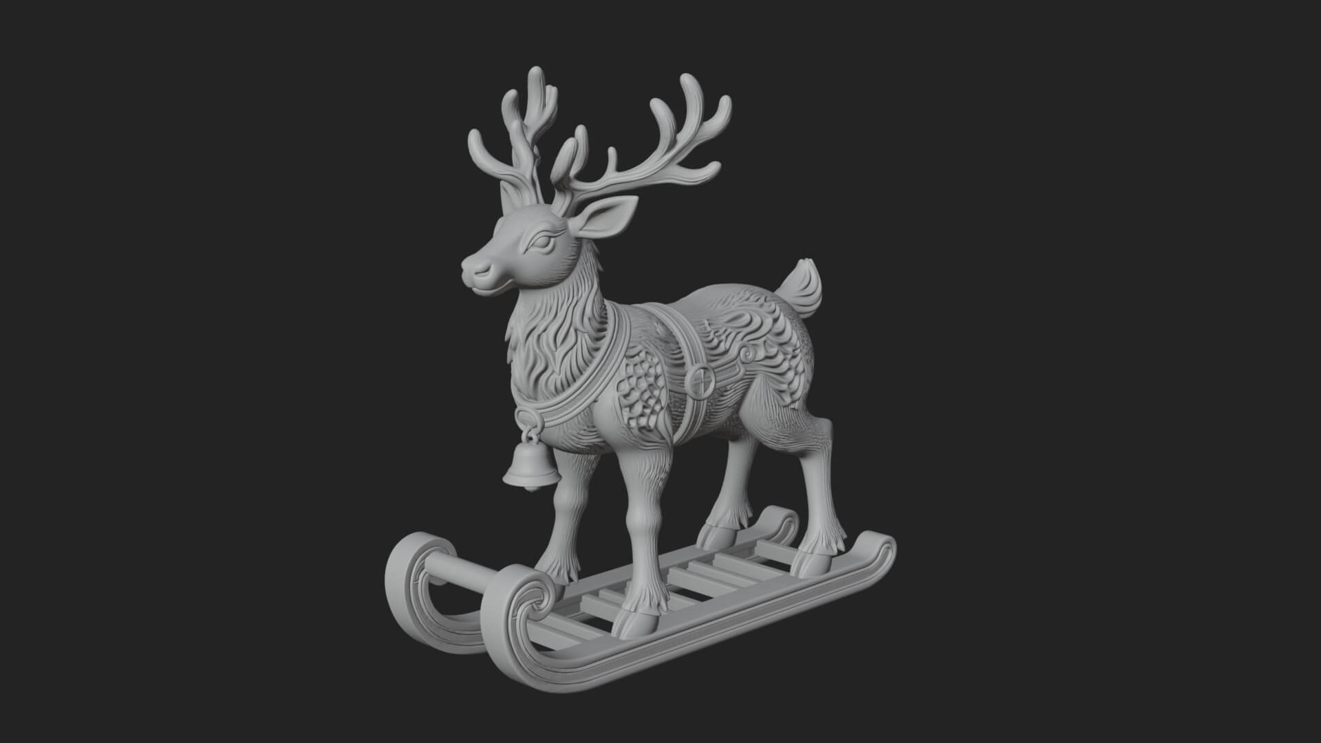 Reindeer with Sleigh Model Design 4 3D Print Model 3D Model