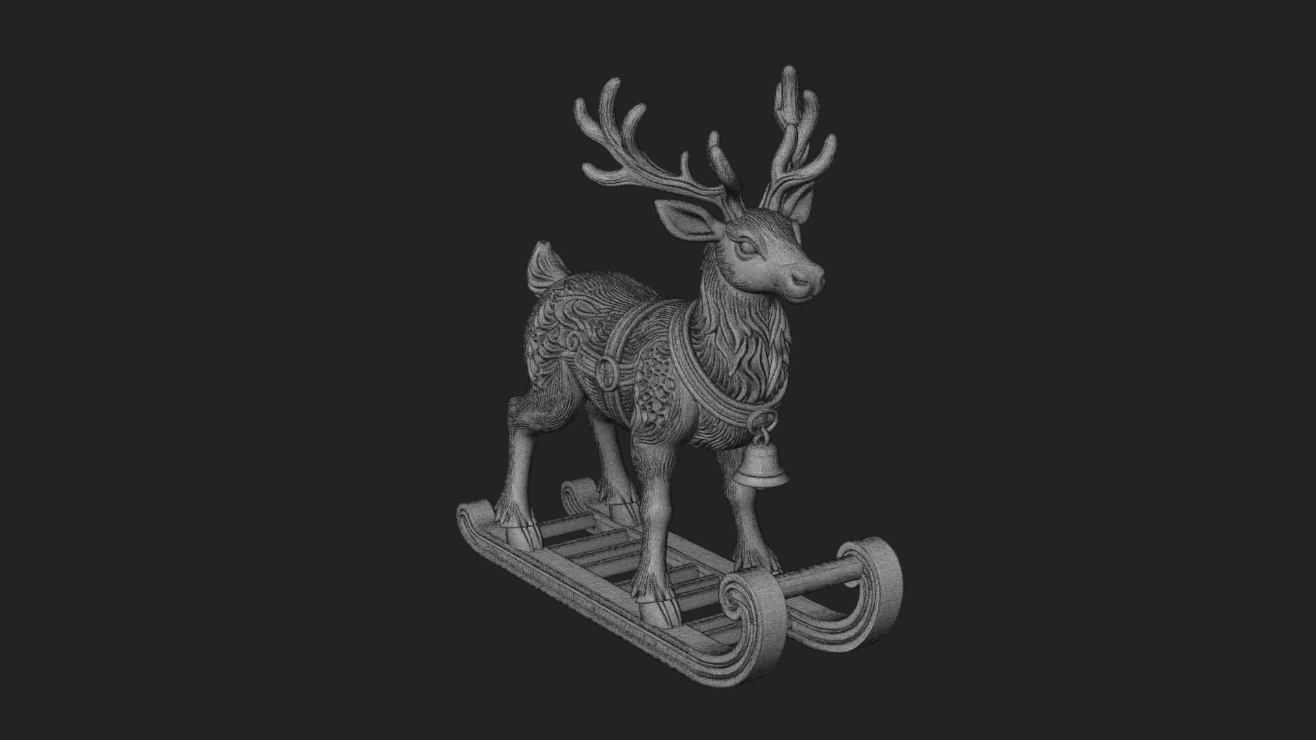 Reindeer with Sleigh Model Design 4 3D Print Model 3D Model