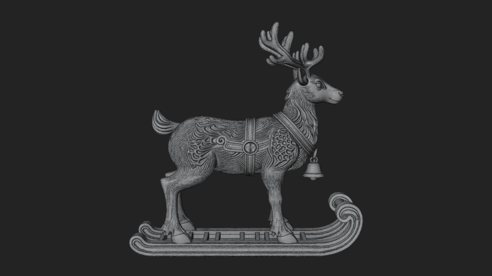 Reindeer with Sleigh Model Design 4 3D Print Model 3D Model