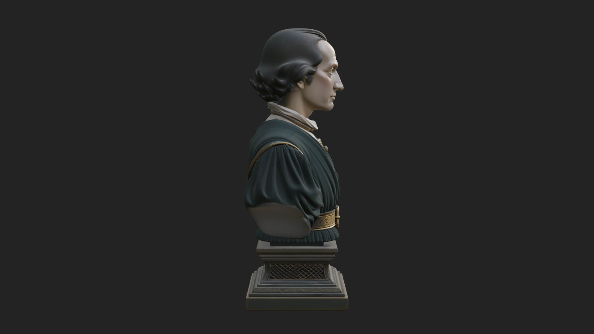 Renaissance Gentleman Bust Design 1 3D Print Model 3D Model