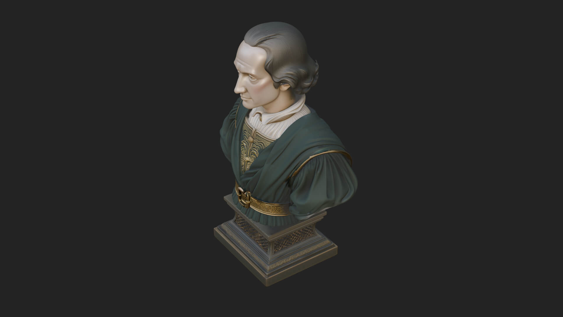 Renaissance Gentleman Bust Design 1 3D Print Model 3D Model