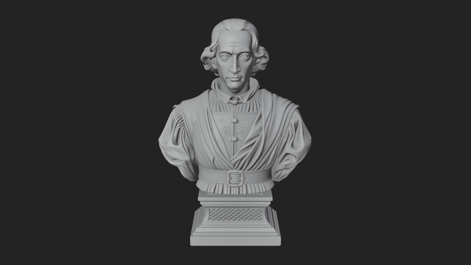 Renaissance Gentleman Bust Design 1 3D Print Model 3D Model