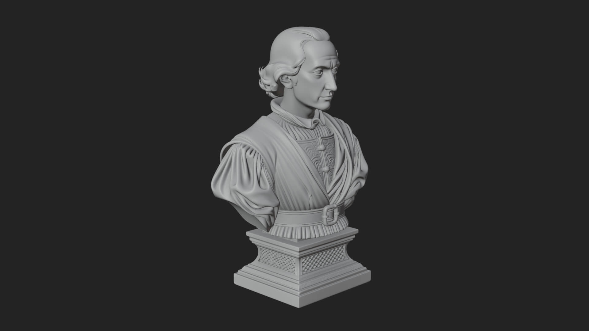 Renaissance Gentleman Bust Design 1 3D Print Model 3D Model