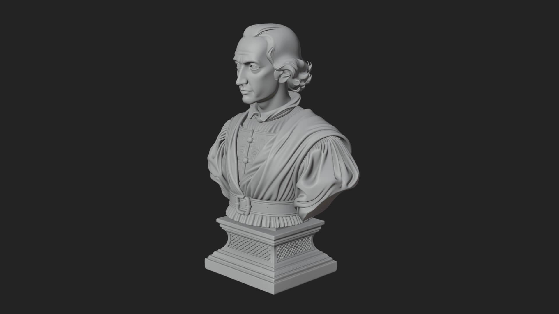Renaissance Gentleman Bust Design 1 3D Print Model 3D Model