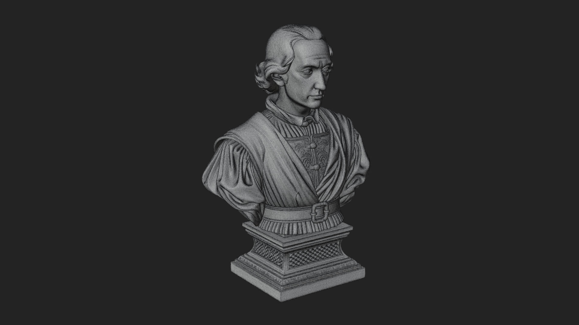 Renaissance Gentleman Bust Design 1 3D Print Model 3D Model