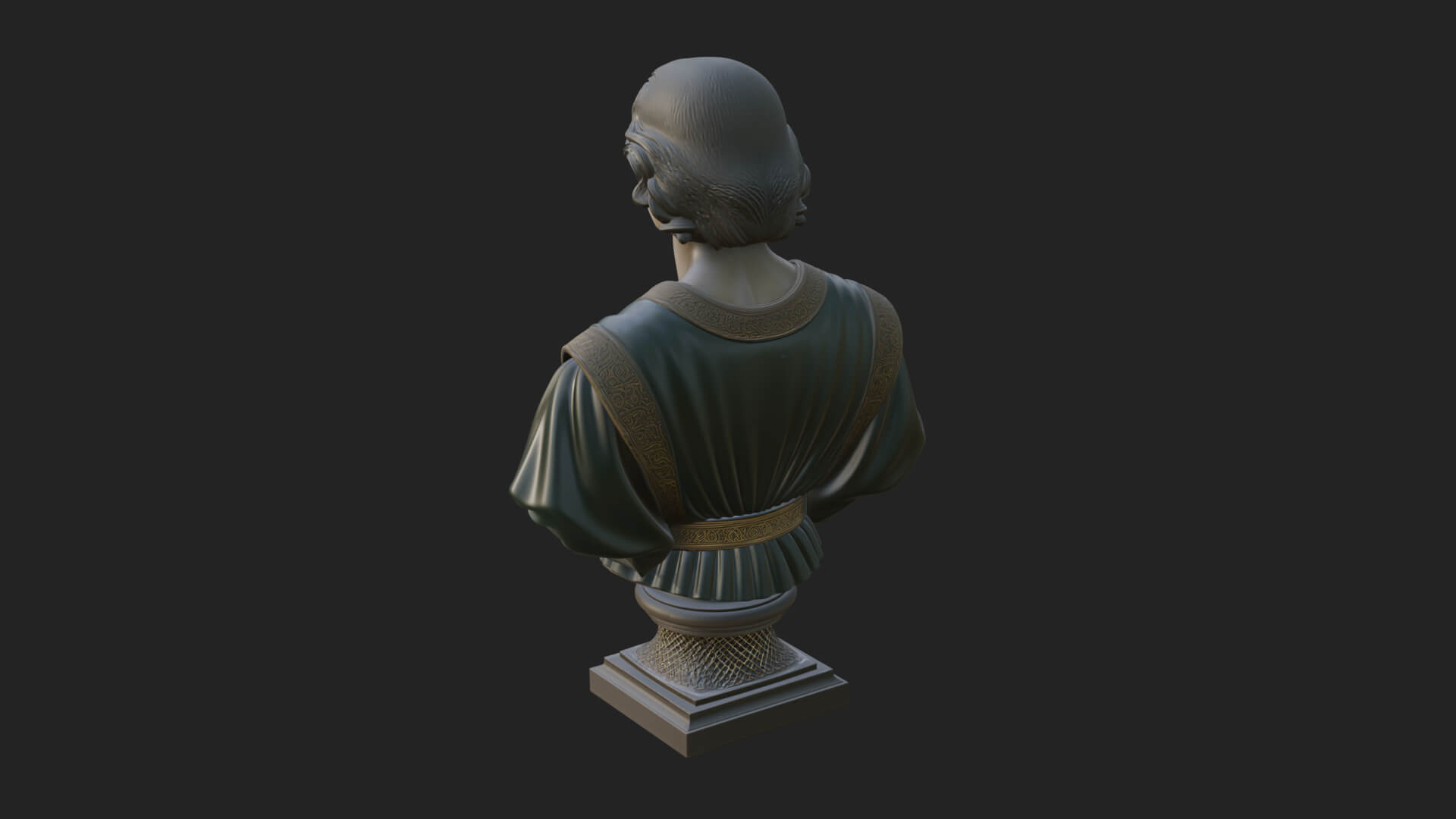 Renaissance Gentleman Bust Design 2 3D Print Model 3D Model