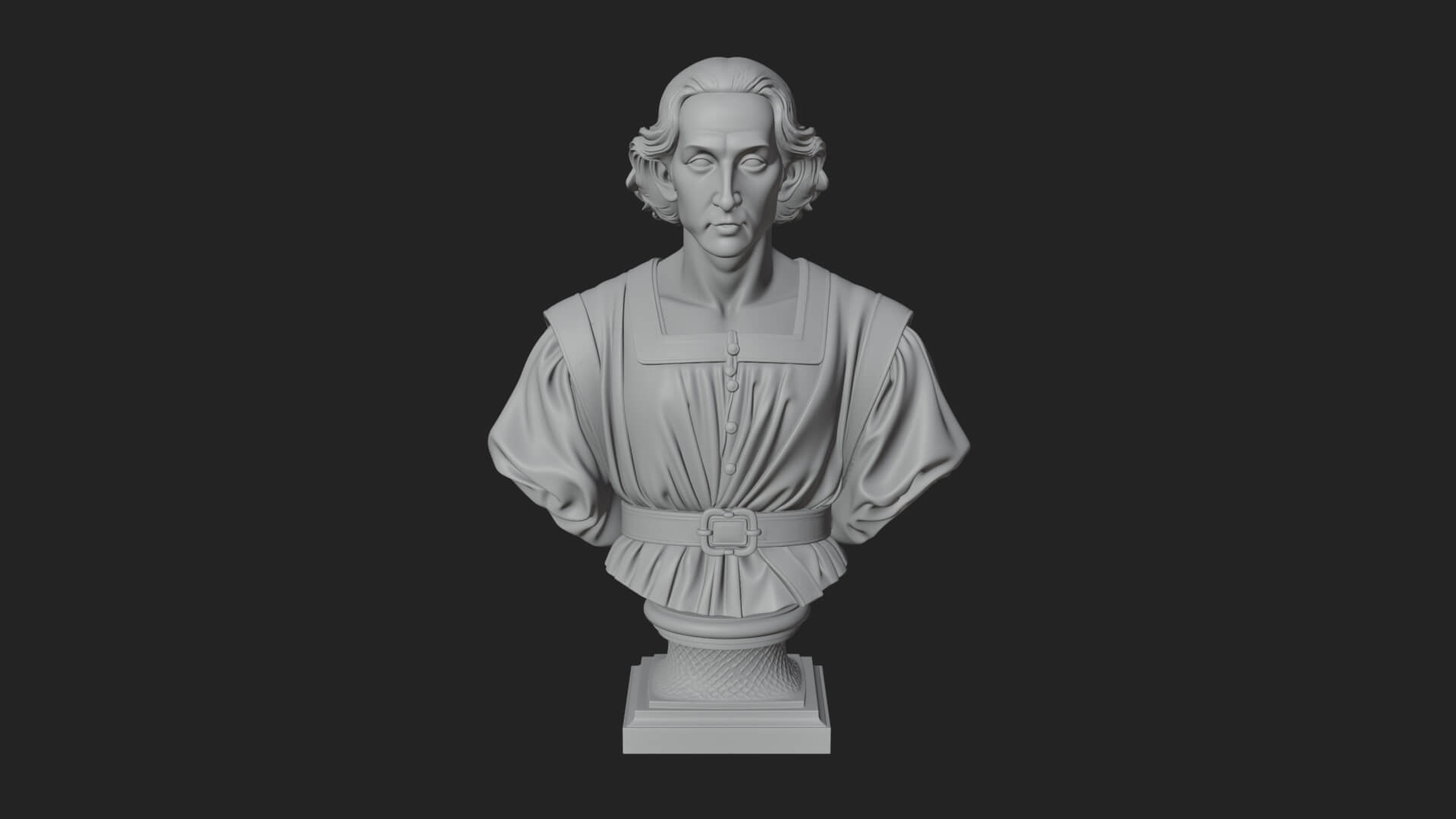 Renaissance Gentleman Bust Design 2 3D Print Model 3D Model
