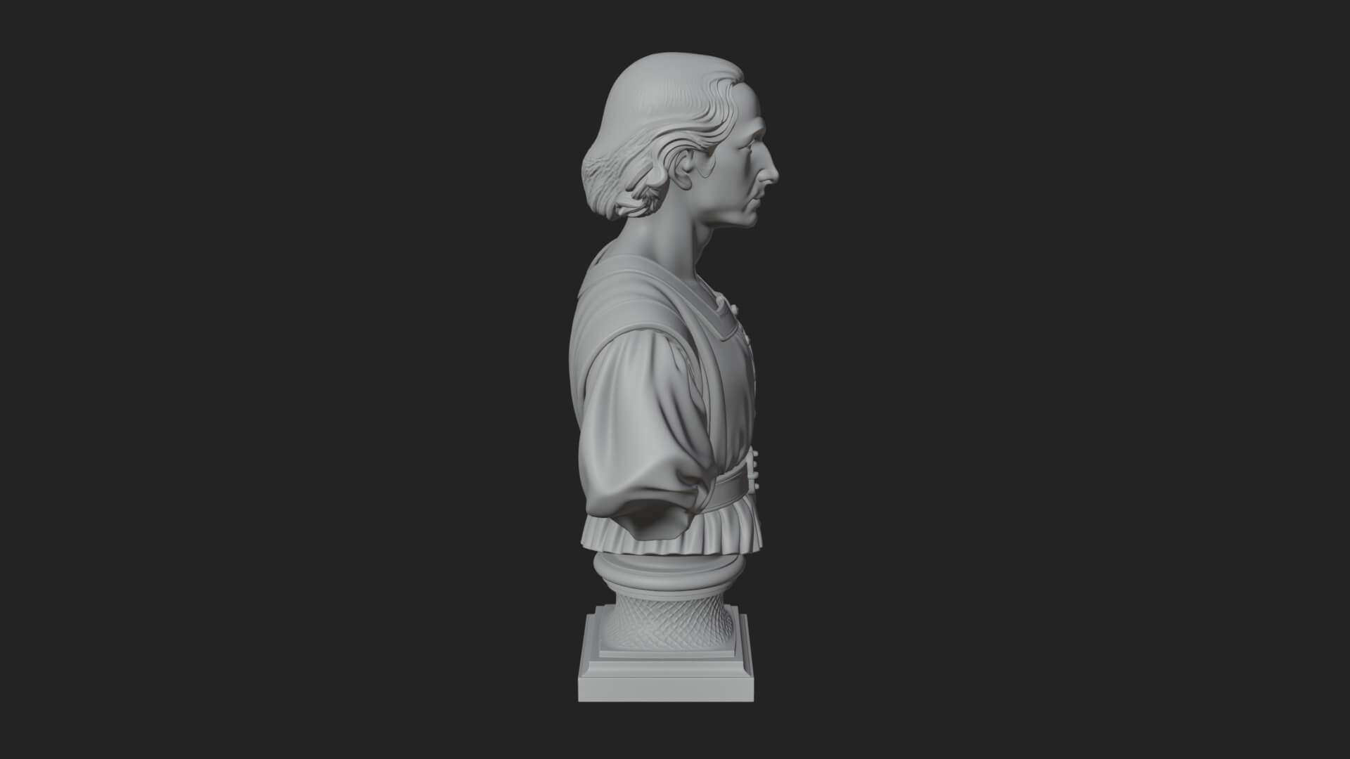 Renaissance Gentleman Bust Design 2 3D Print Model 3D Model
