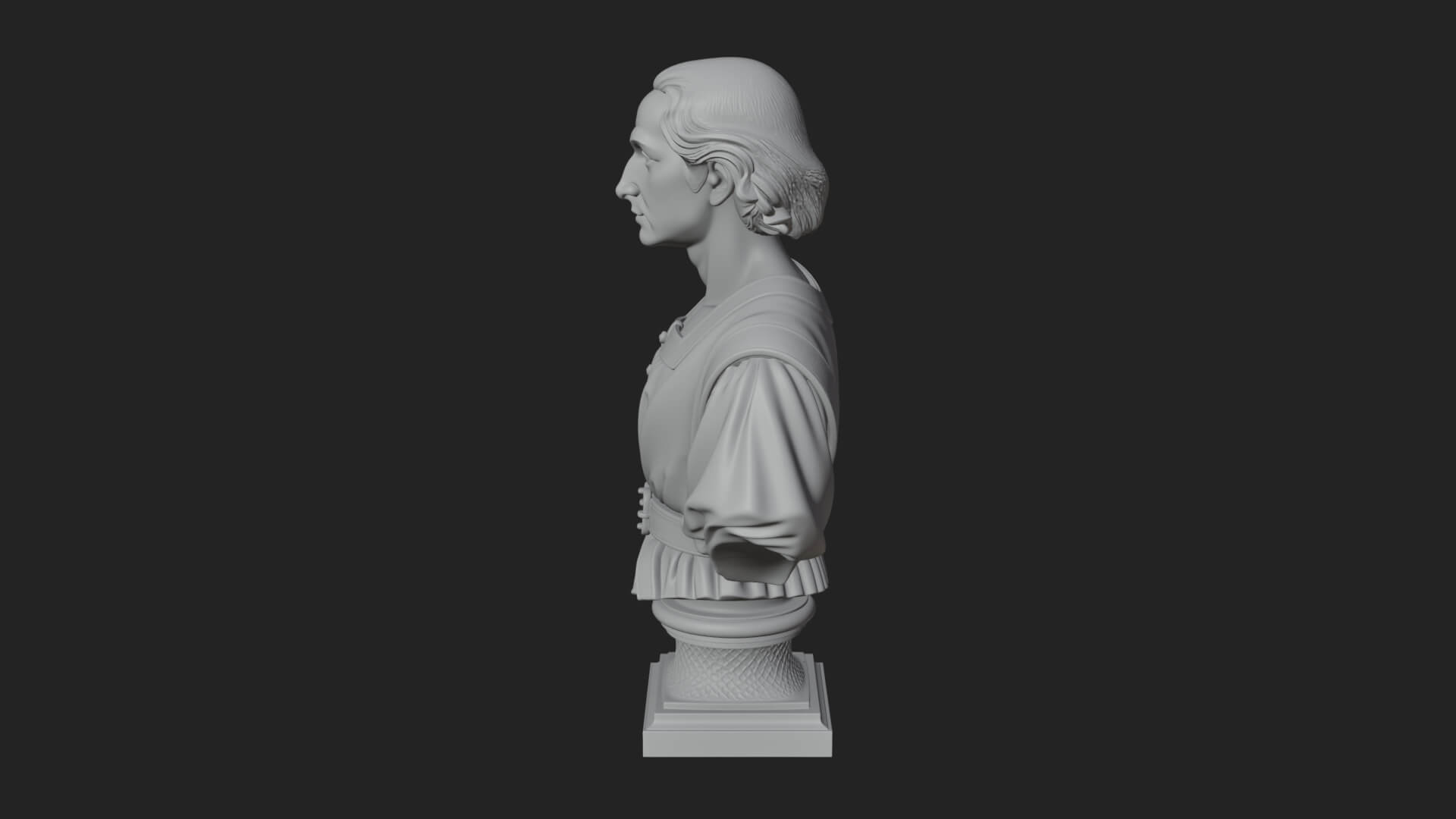 Renaissance Gentleman Bust Design 2 3D Print Model 3D Model