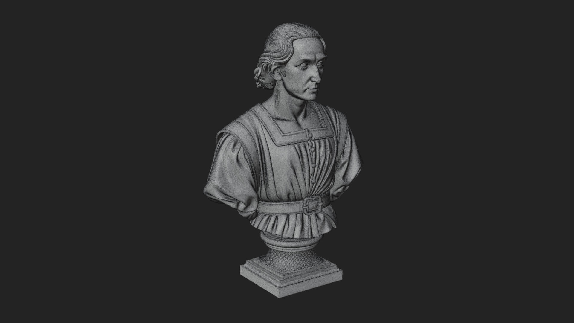 Renaissance Gentleman Bust Design 2 3D Print Model 3D Model