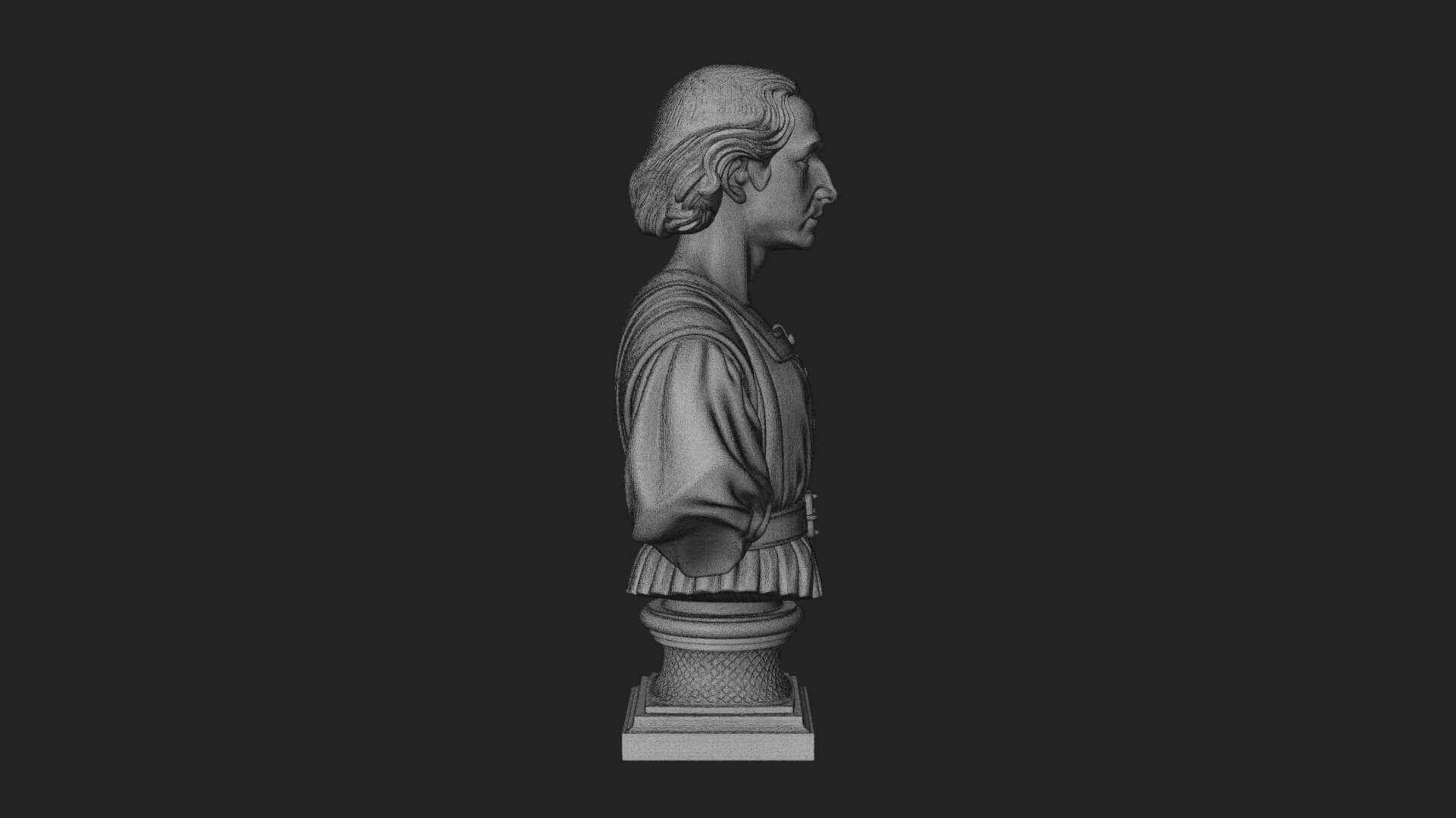 Renaissance Gentleman Bust Design 2 3D Print Model 3D Model
