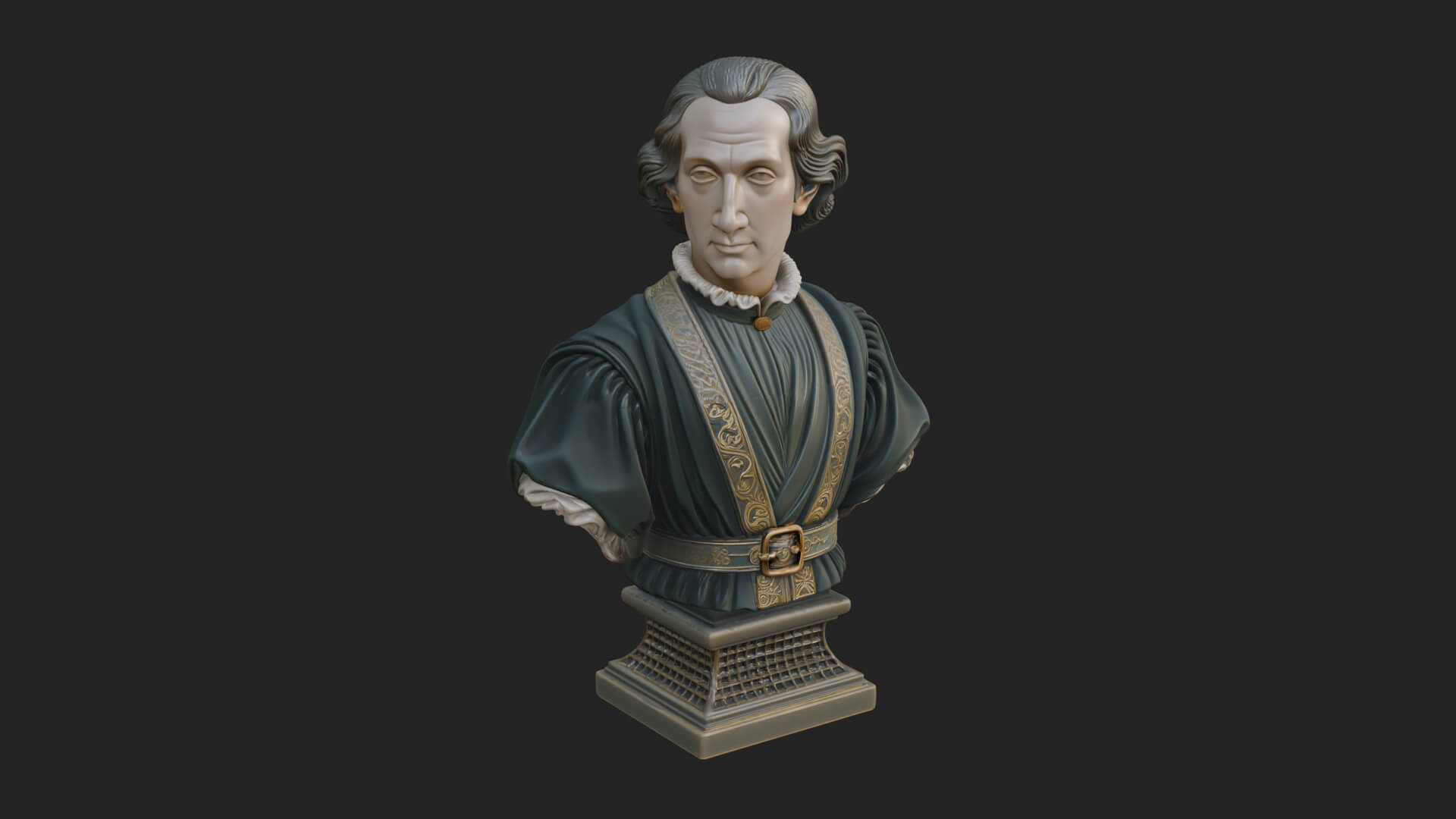 Renaissance Gentleman Bust Design 3 3D Print Model 3D Model
