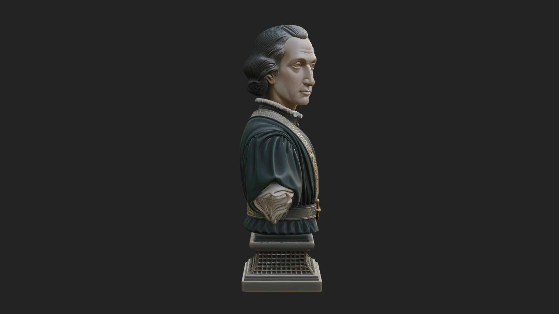Renaissance Gentleman Bust Design 3 3D Print Model 3D Model